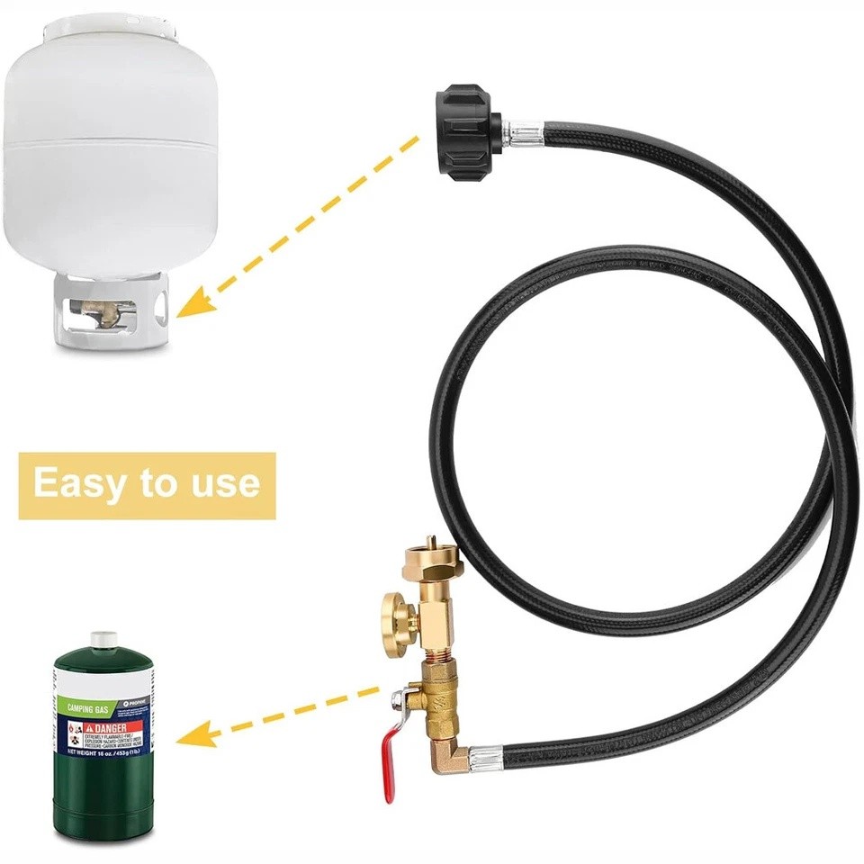 4FT Propane Adapter Refill Adapter Hose, Universal QCC1/Type 1 with Propane Gaug