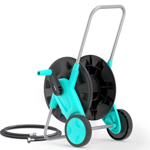 Portable Garden Hose Reel Cart, Hold Up to 75-100 Ft of 5/8 5/8 75FT-100FT Blue