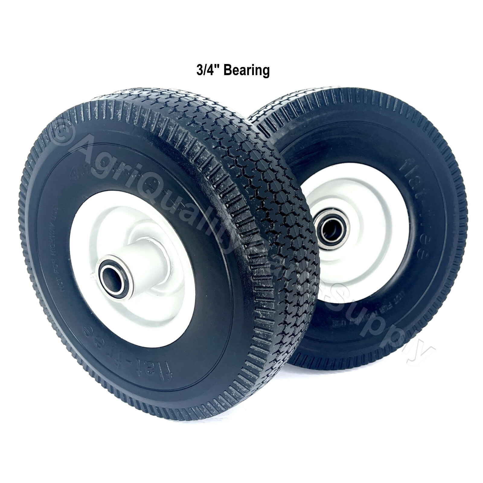 Two(2) 4.10/3.50-4 Flat Free Utility and Hand Truck Tire / Wheel 3/4″ Bearing