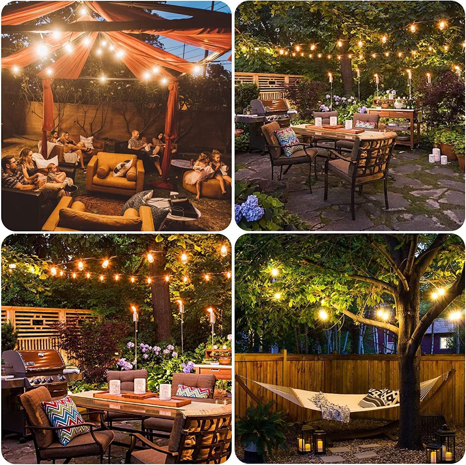 Outdoor String Lights Plug in LED Bulbs S14 Shatterproof Garden Patio Decor Lamp