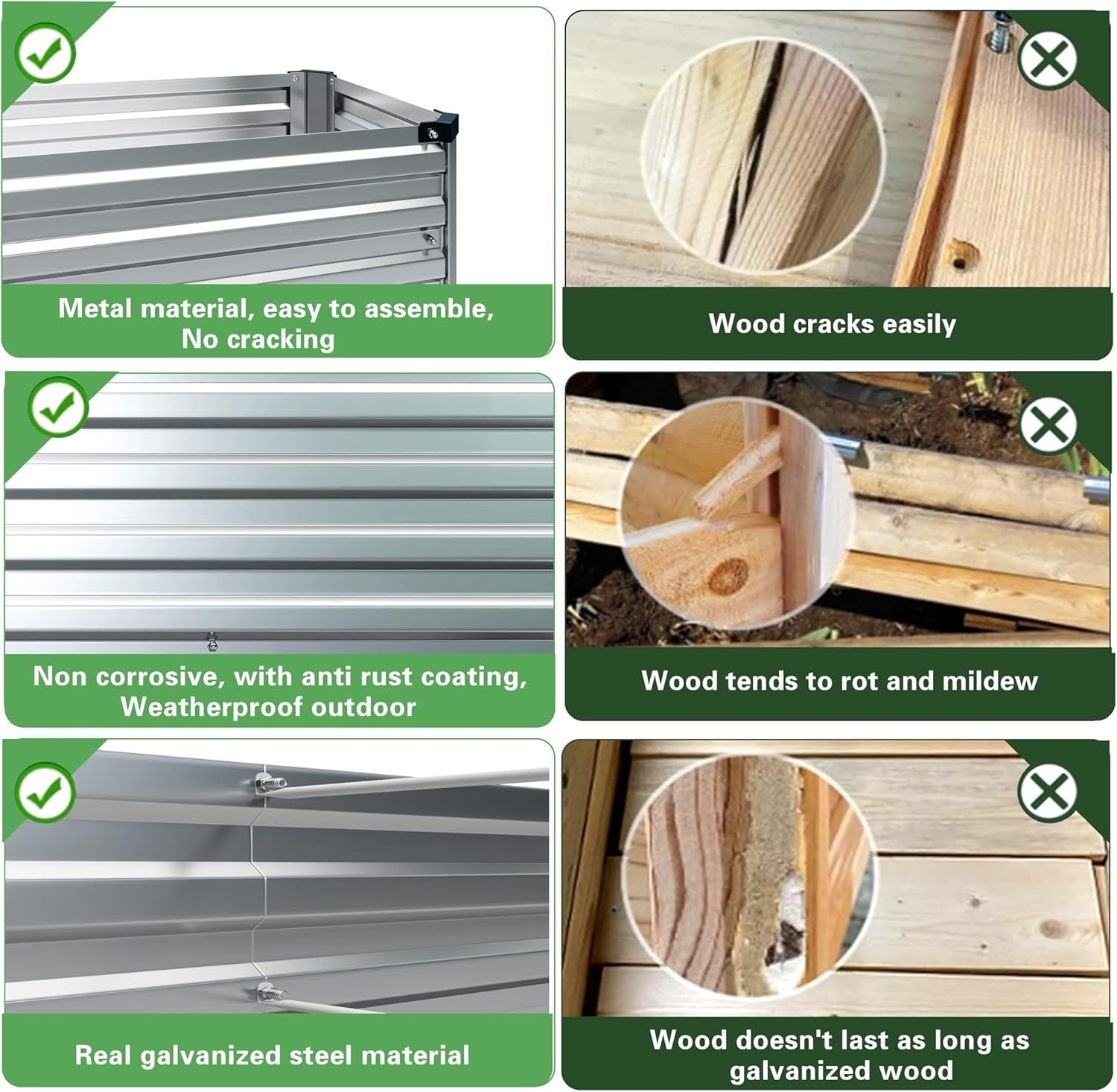 Galvanized Raised Garden Bed, 2 Pcs 10X3X1 FT Metal Planting Box for Gardening