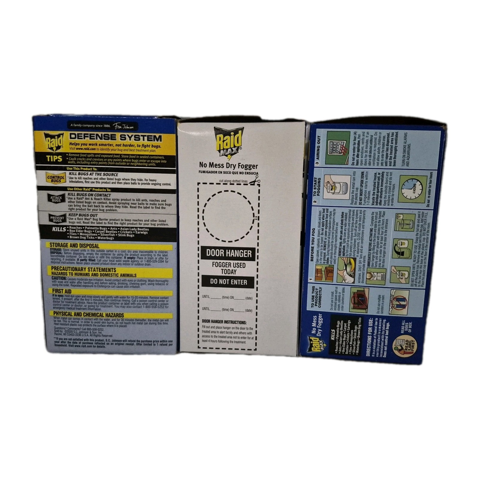 (3) RAID MAX No Mess Dry Fogger Attack/Control/Prevent Bugs 2-PACK 0.84 oz.- NEW