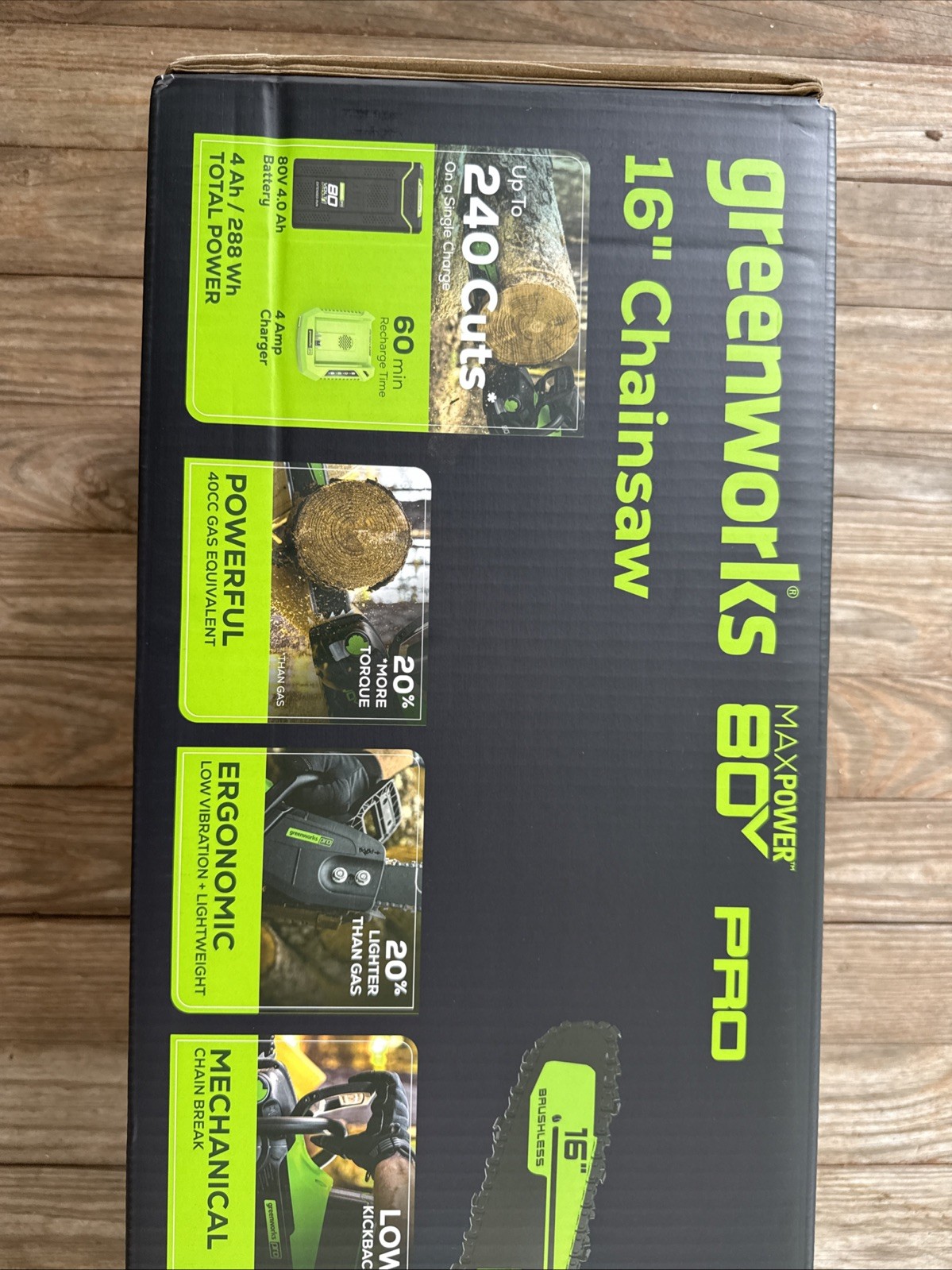 Greenworks 16 In 80V Brushless Chainsaw w/ (4AH) Battery