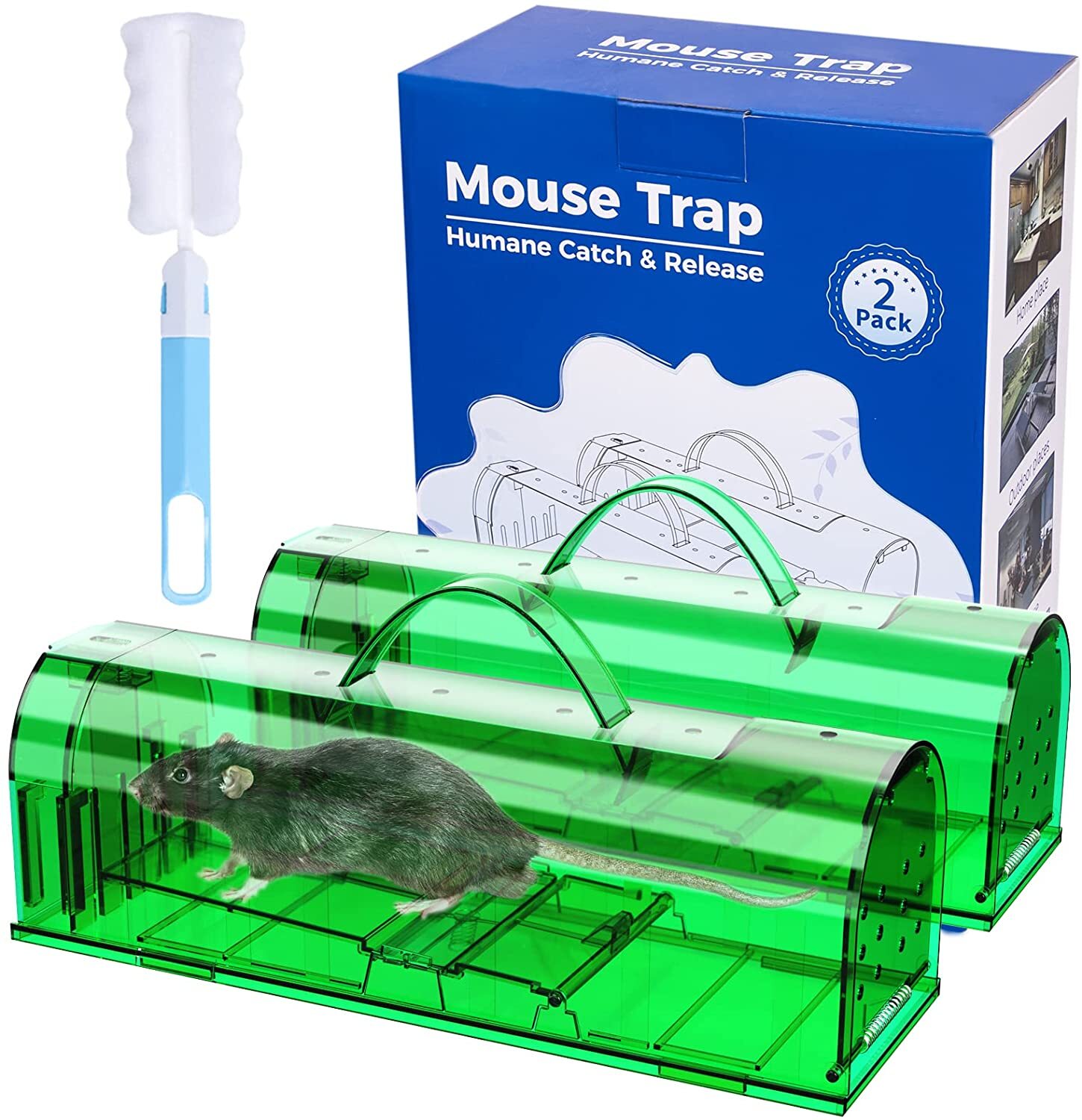 2 Pcs Humane Mouse Traps Live Catch and Release green US Fast Ship