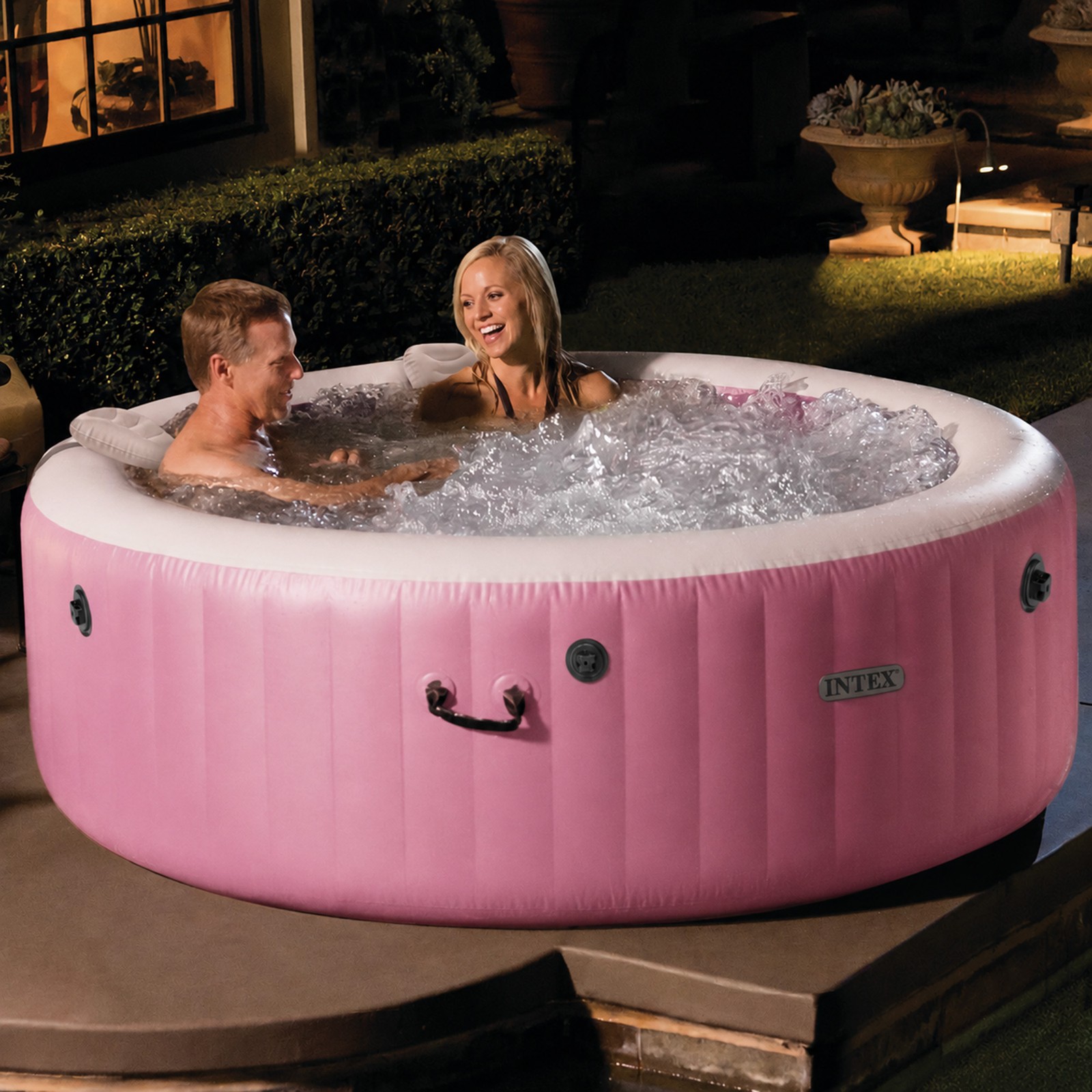 INTEX PureSpa Bubble Massage Spa Set with Energy Efficient Cover, 77″ x 28″