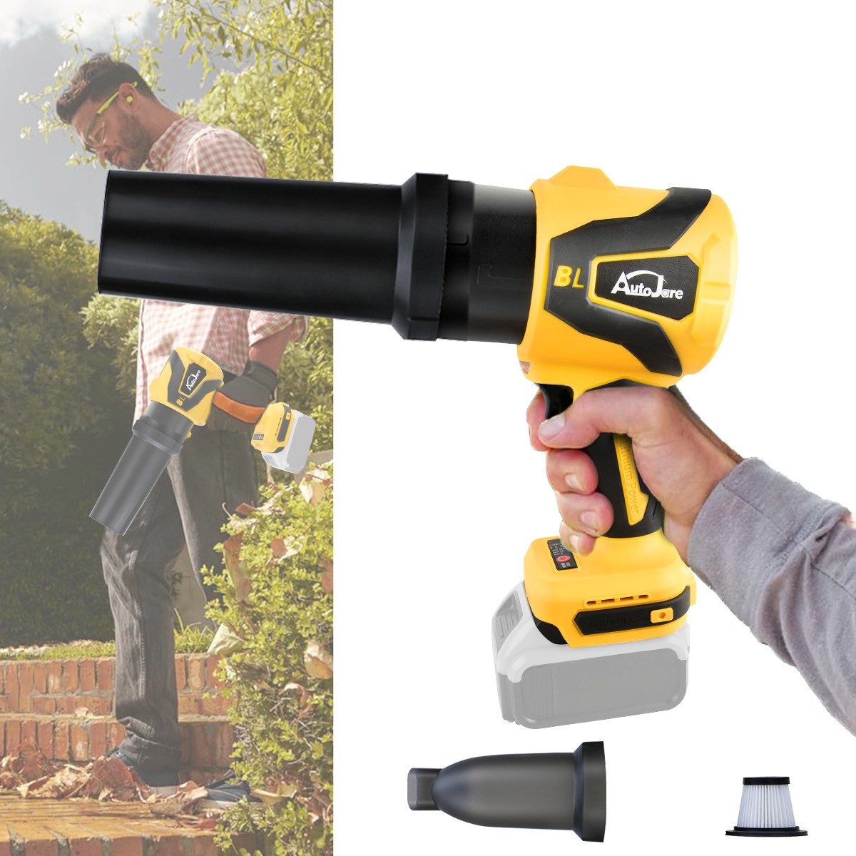 2 in 1 Cordless Leaf Blower For Dewalt 20V Battery Blower and Vacuum Cleaner