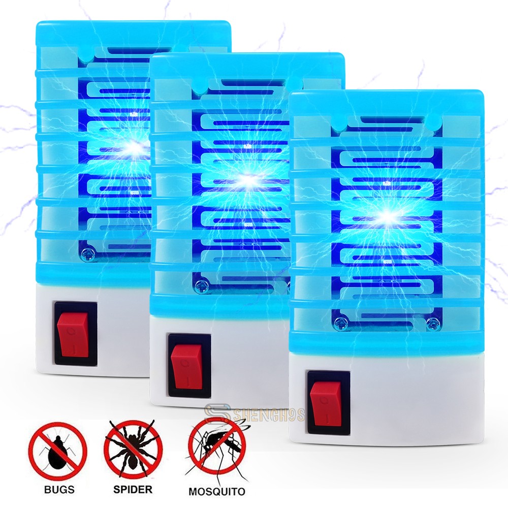 3 Pcs Electric Plug in Mosquito killer Lamp Zapper Night Indoor Fly Bug LED Trap