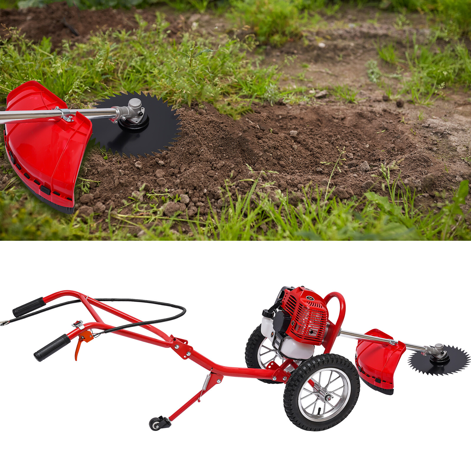 2-Stroke 49CC Push Gasoline Lawn Mower 1.8KW 2 in 1 Lawn Mower For Garden Farm
