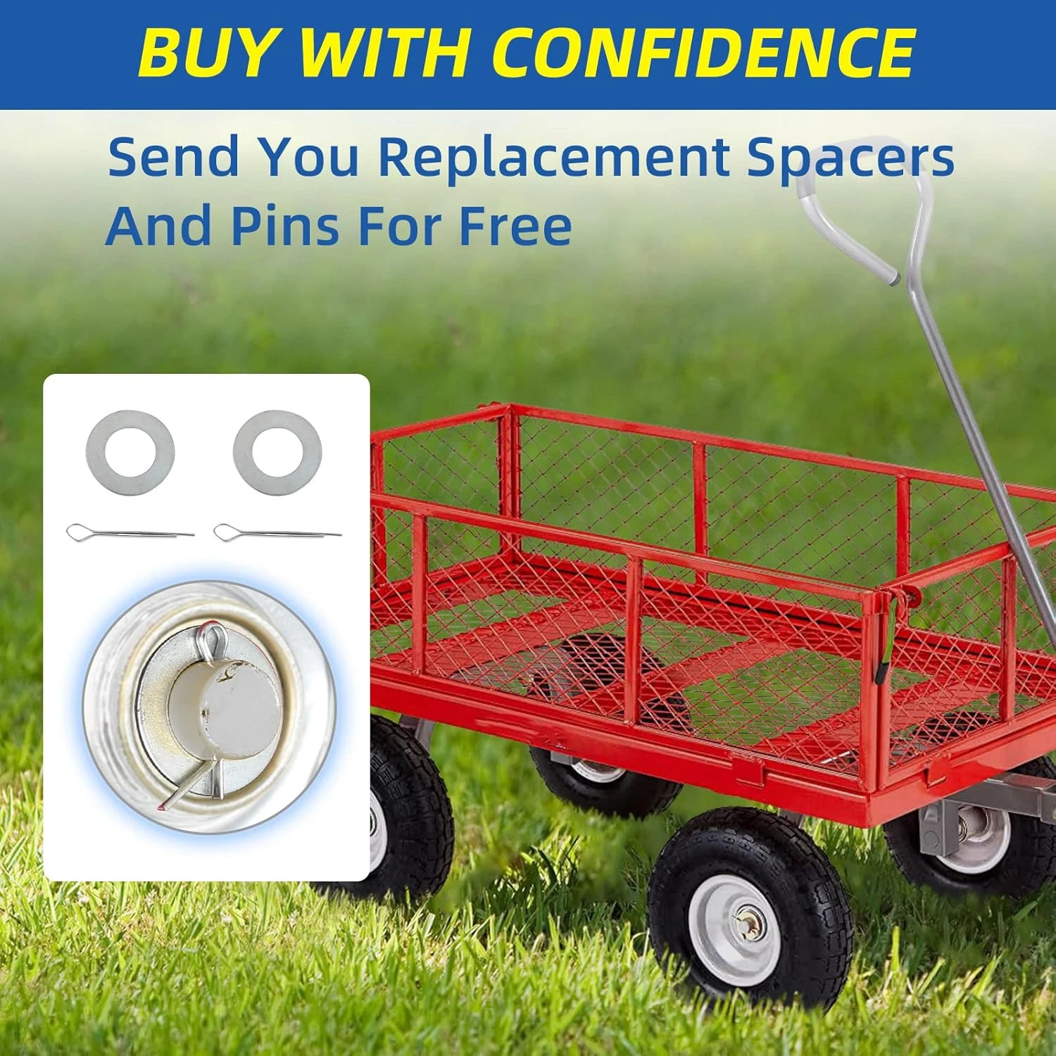 2PCS Upgrade 4.10/3.50-4 Flat Free Solid Rubber Tire and Wheel, 10″ Solid Tires