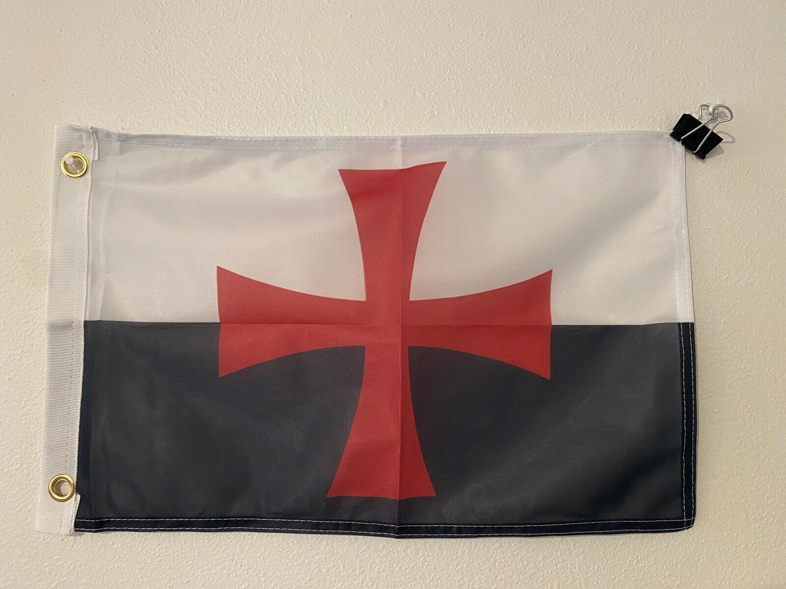 Templar Knights Battle Flag Polyester 12 X 18 Inches Boat Motorcycle 3 grommets6