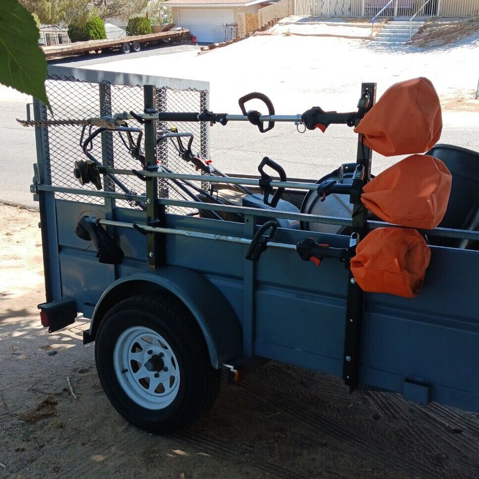 3-Place Weeder Trimmer Rack Holder For Open Landscape Trailer Lockable