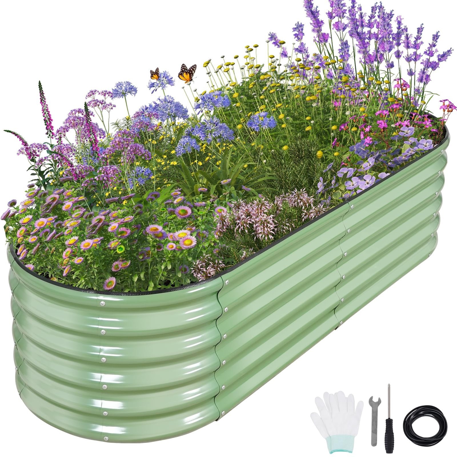 Permade Galvanized Raised Garden Bed 6x2x1.4FT Planter Box Green