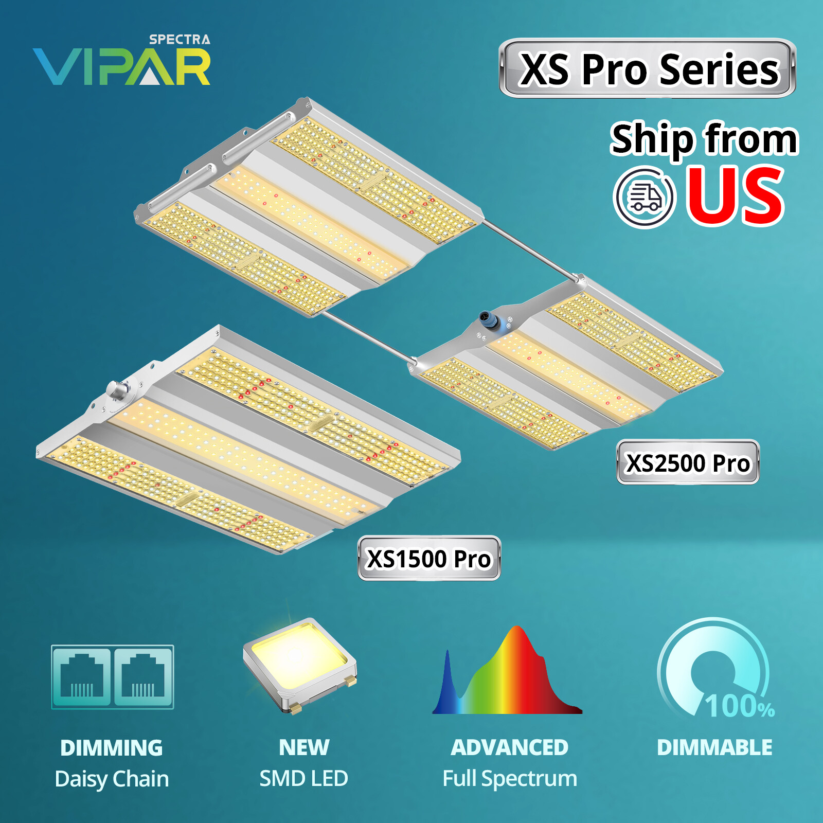 VIPARSPECTRA XS1500 XS2500 Pro LED Grow Light Full Spectrum Indoor Veg Flower IR