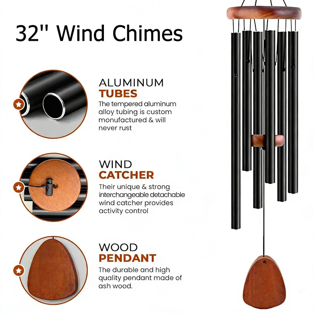 Large Deep Resonance Serenity Wind Chimes Metal Deep Tone Outdoor Home Decor US