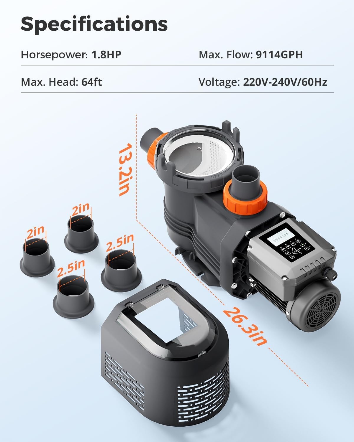 1.8HP Variable Speed Swimming Pool Pump