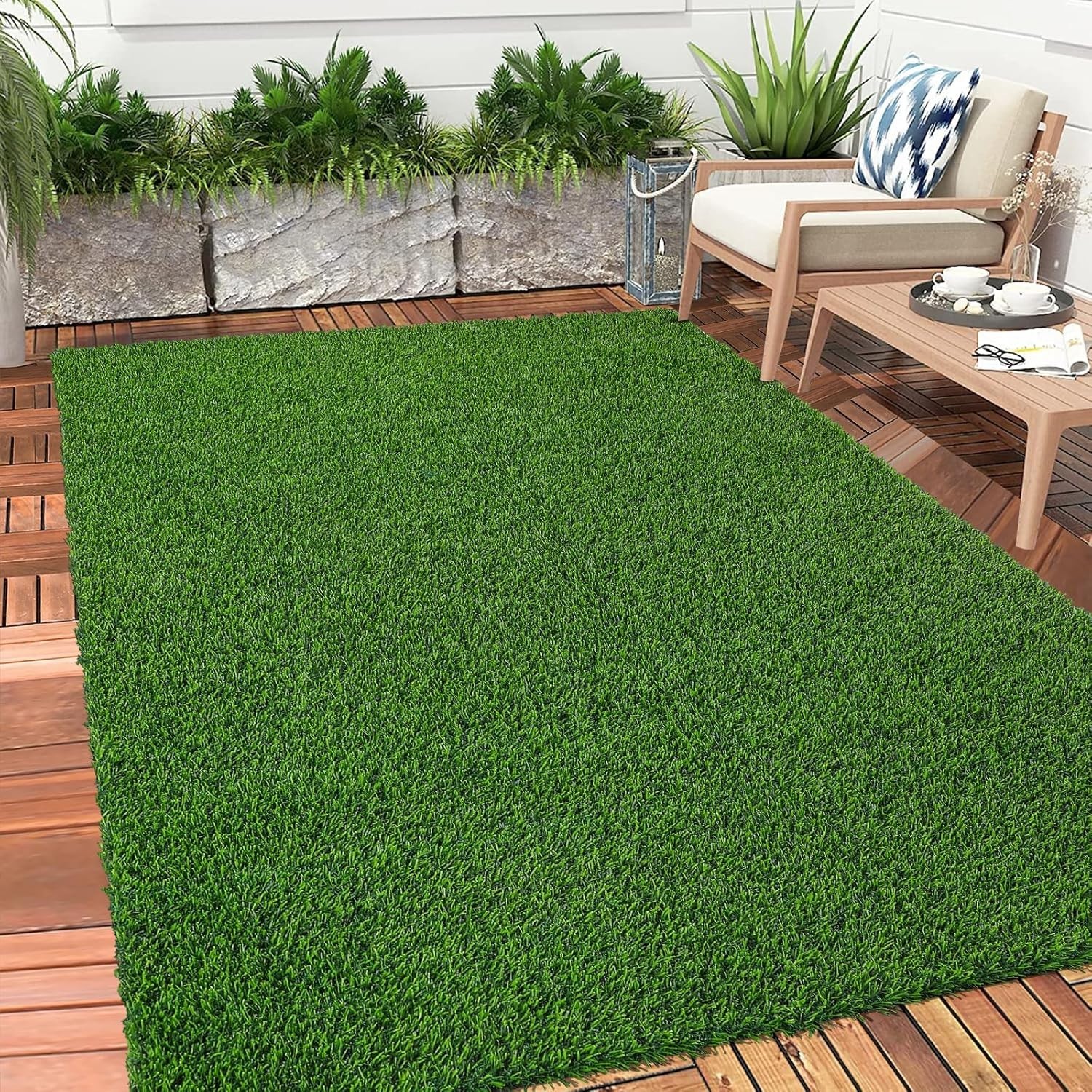 Realistic Artificial Grass Rug 3 x 5 – Indoor/Outdoor Fake Turf & Pet Dog Mat