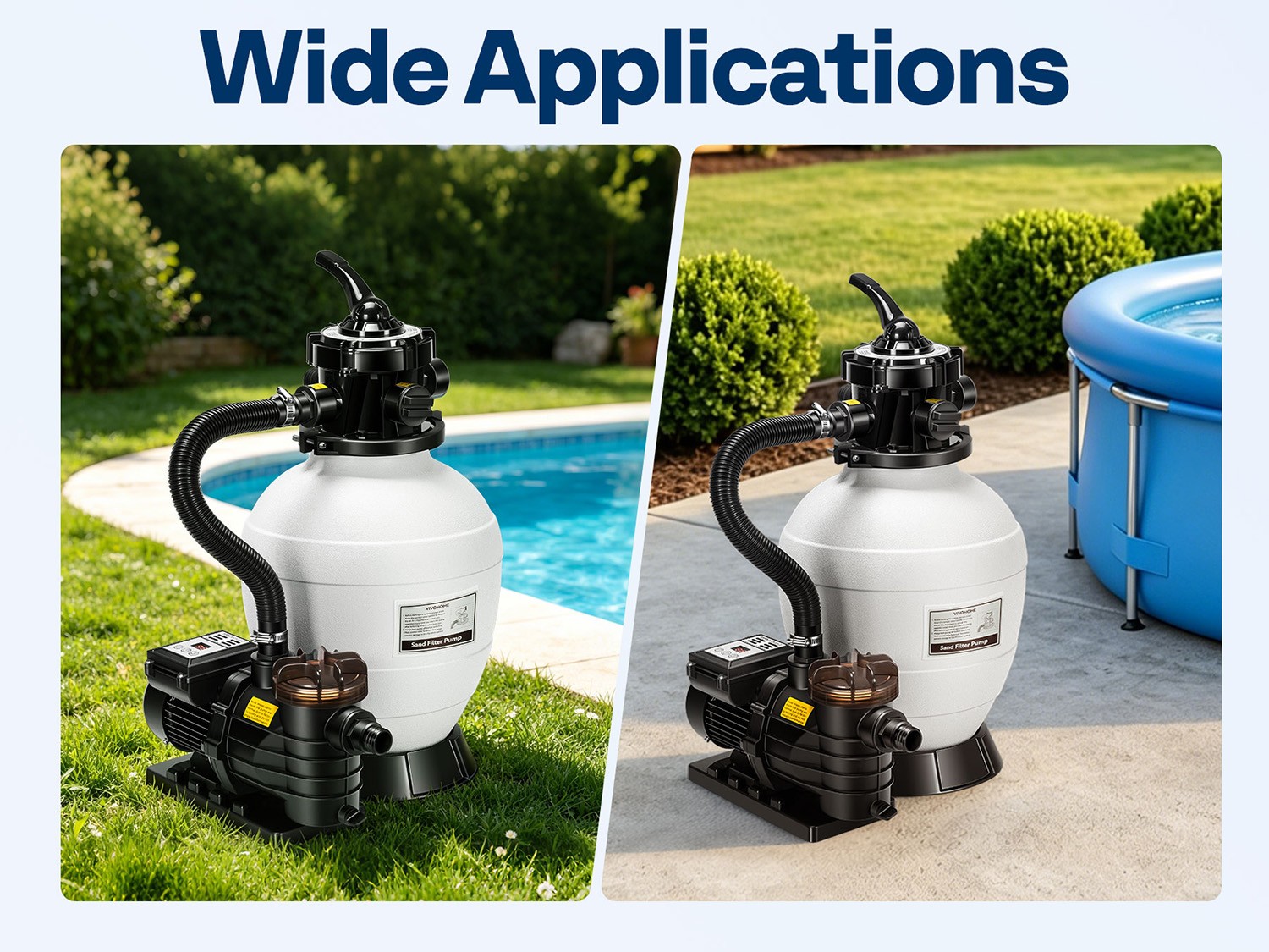 13 in Sand Filter Pump for In/Above Ground Swimming Pools 3/4 HP 2640 GPH 7-Way