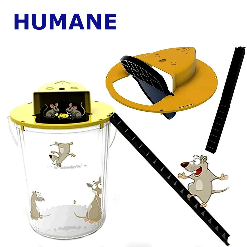 5 Gallon “Flip & Slide” Bucket Trap – Humane Mouse, Rat, Rodent Live Multi-Catch