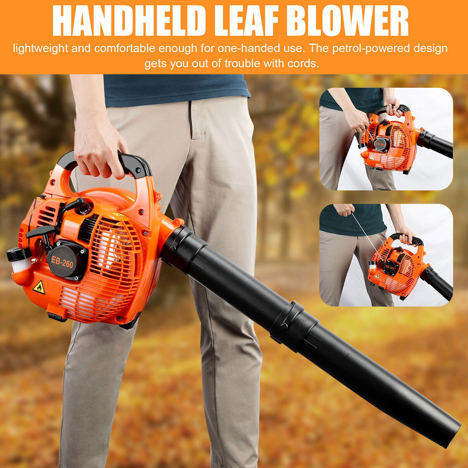2 Cycle 26CC Handheld Gas Blower 275CFM 1.0 Hp Gas Powered Commercial Heavy Duty
