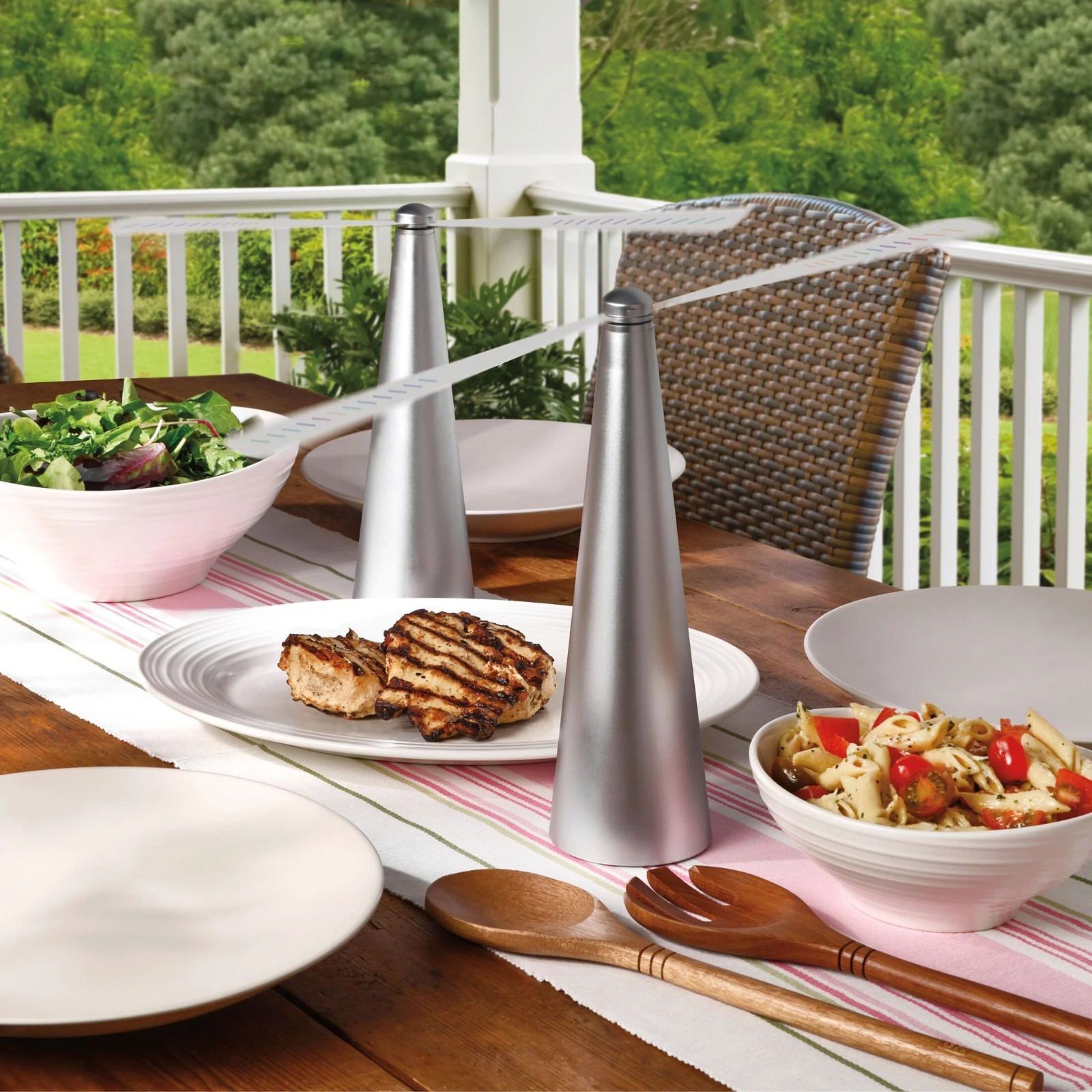 Lifetime Brands Elements Set of 2 Rechargeable Bug Repelling Fans 11″ Hi Silver