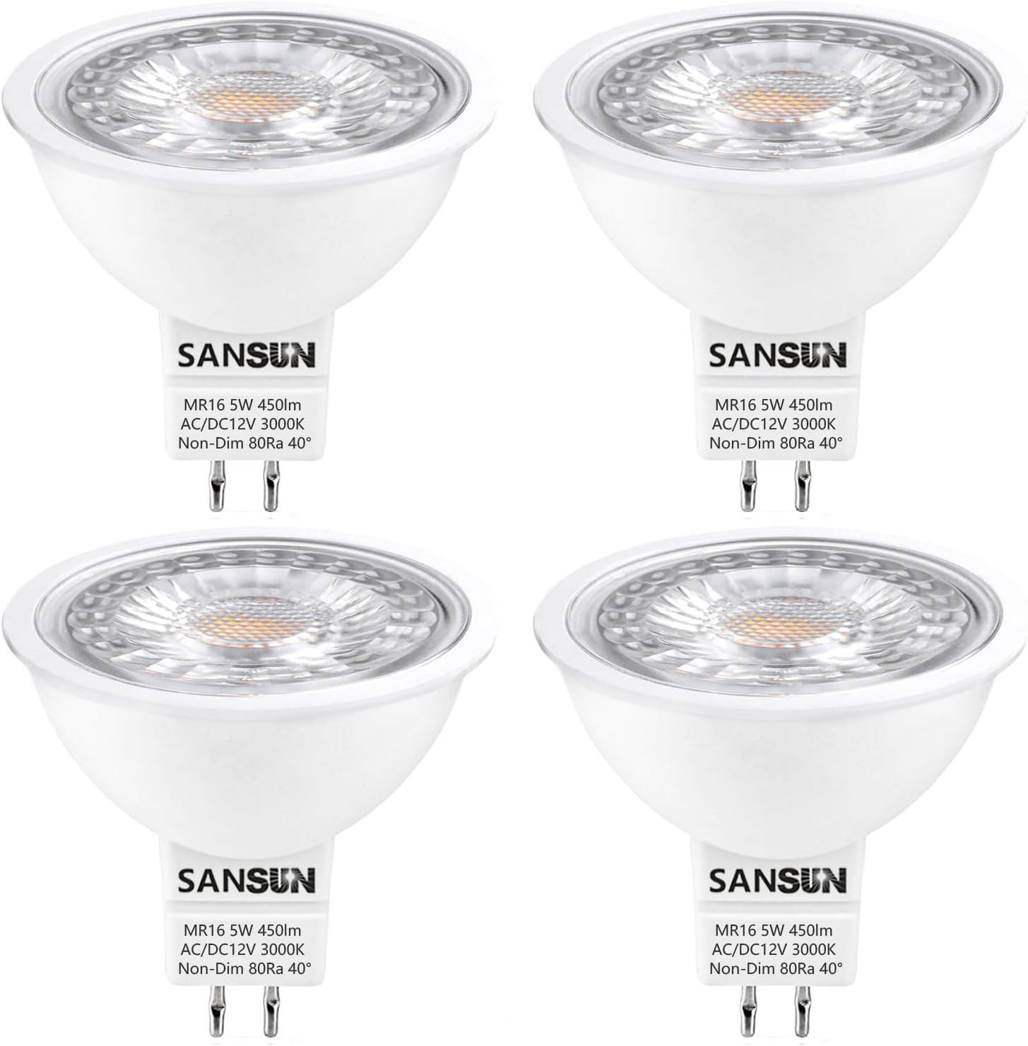 5W MR16 LED Landscape Light Bulbs, Low Voltage 12V Outdoor Landscape Spotlight A