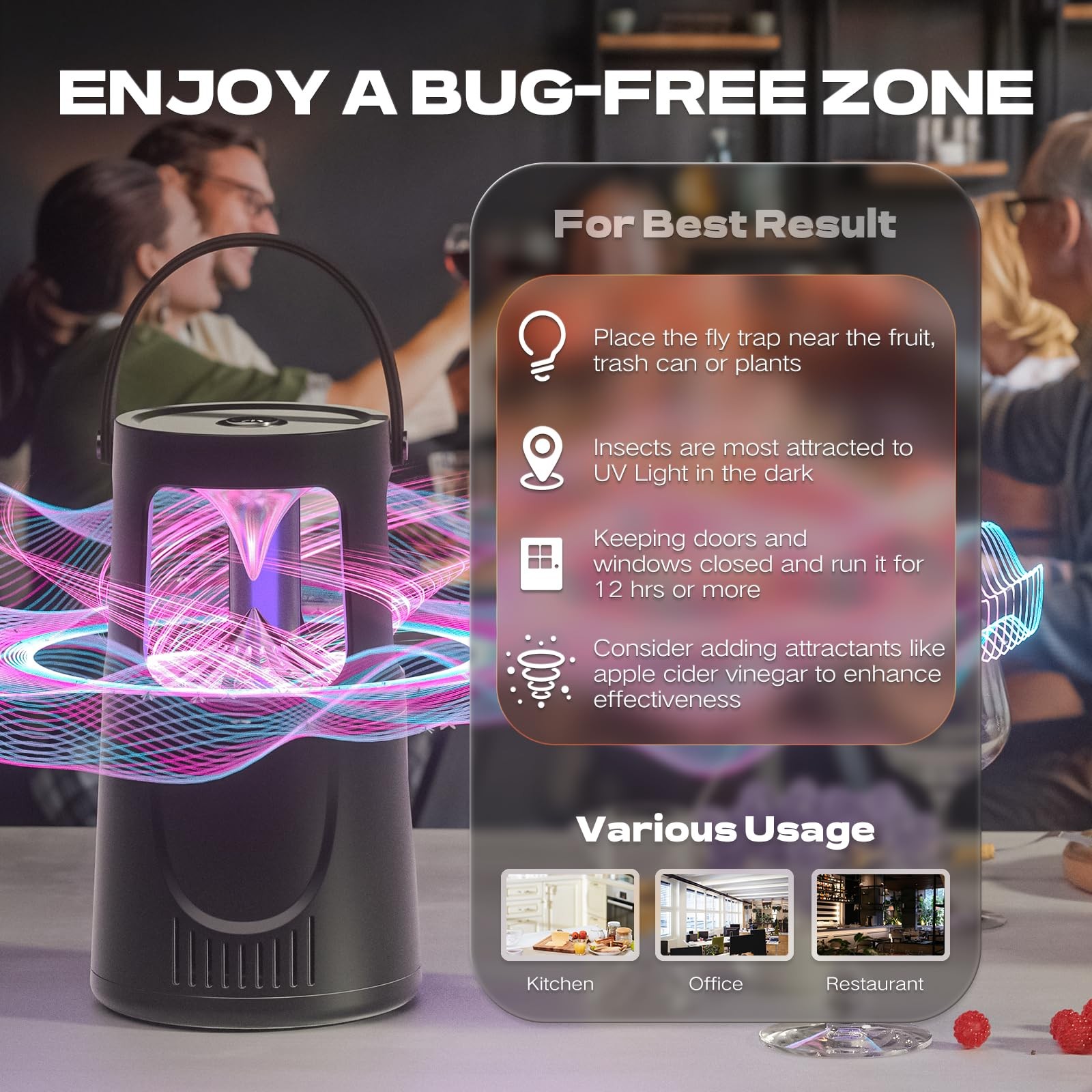 Fly Traps Indoor, Fruit Fly Trap for Home, Flying Insect Trap with Suction, M…