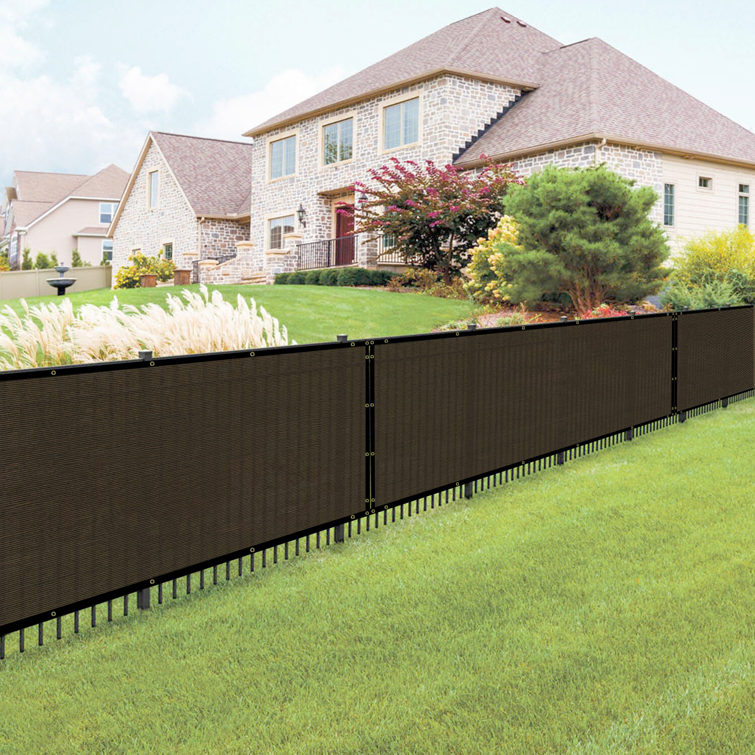 Customize 8ft Tall Brown Privacy Screen Fence Windscreen Mesh Shade Cover Yard