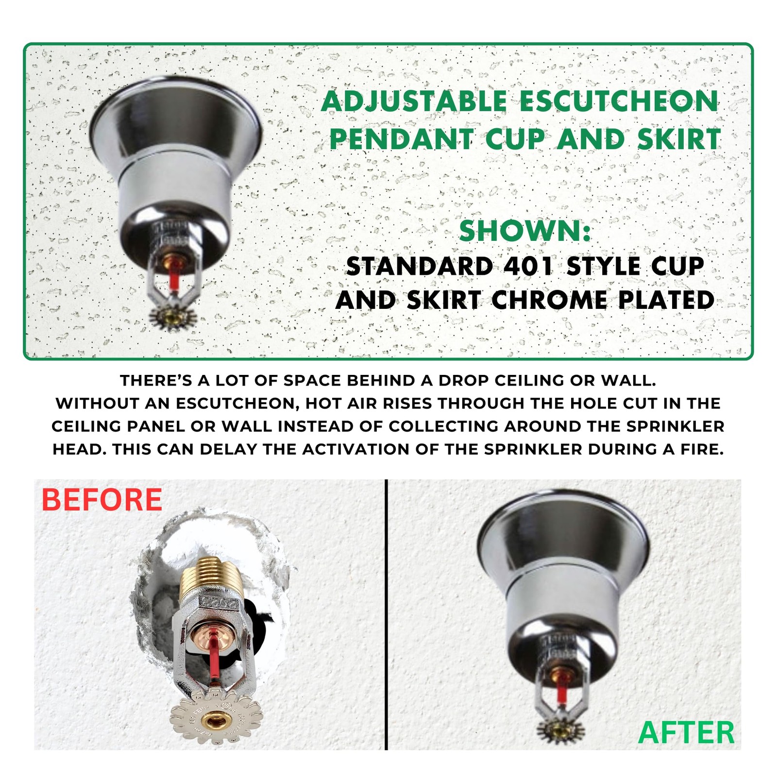Fire Sprinkler Escutcheon Cup, Retrofit 2 Piece Escutcheon Pendant Cup Chrome…