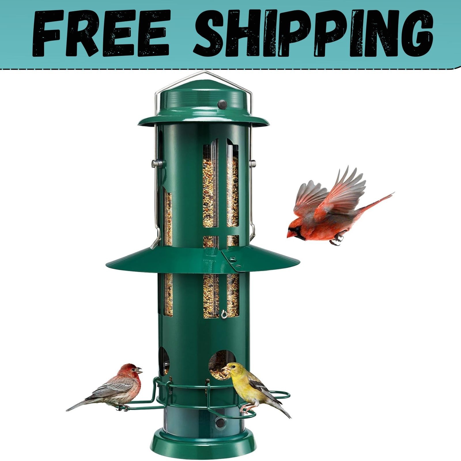 Squirrel Proof Bird Feeders with Weight-Activated Perches, Metal Wild Bird Feede