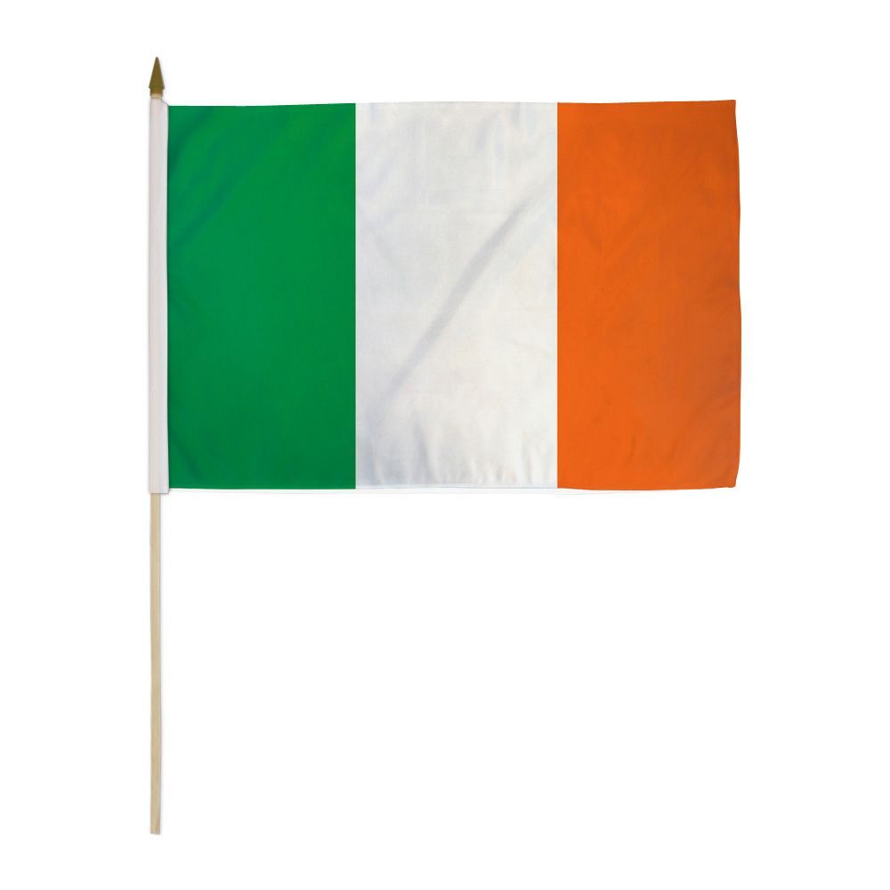 12×18 Inches Ireland Irish Stick Flag wood Staff