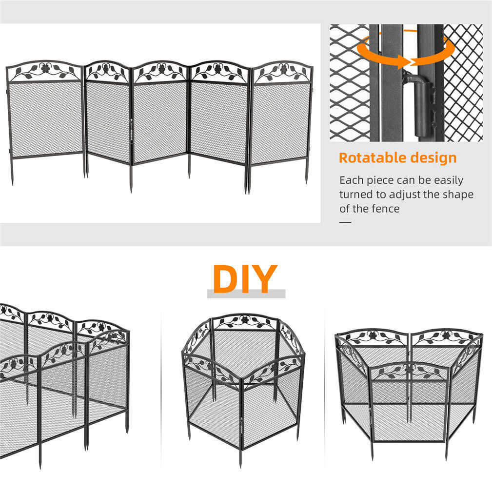 Set of 5 Heavy Outdoor Dog Pens Garden Fences Pets Playpens w/ Door 43.3″ Height