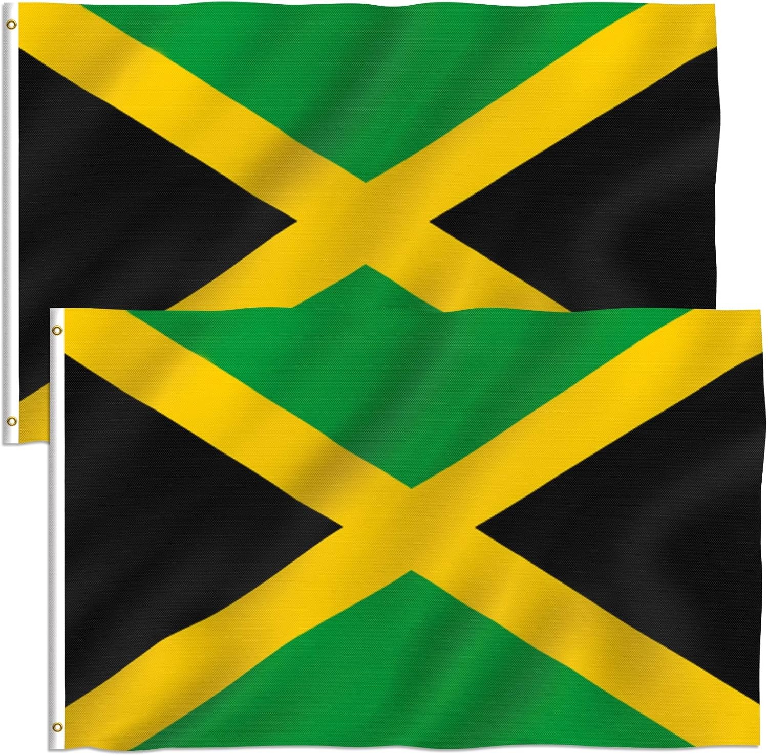 Anley 2 Pack Fly Breeze 3×5 Foot Jamaica Flag – Jamaican National Flags