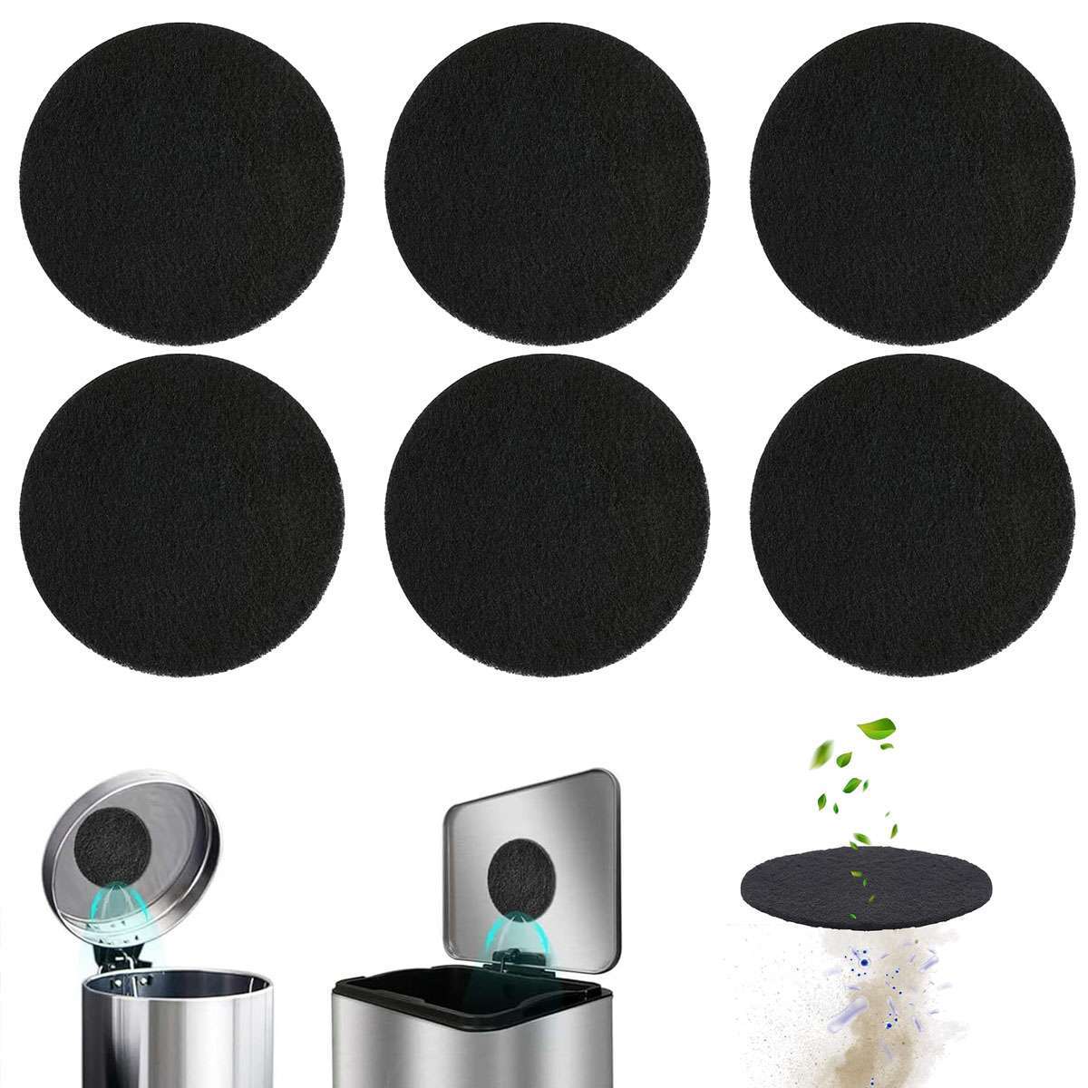 6pcs Compost Bin Charcoal Filters Round Compost Bucket 6.7” 1cm thick