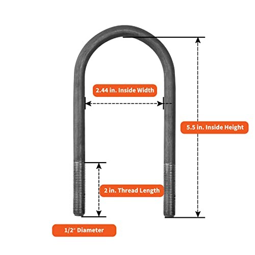 Trailer U Bolt Kit, 5-1/2 inch U Bolt for 3,500 lb Trailer Axle, 2-3/8″ 1pack