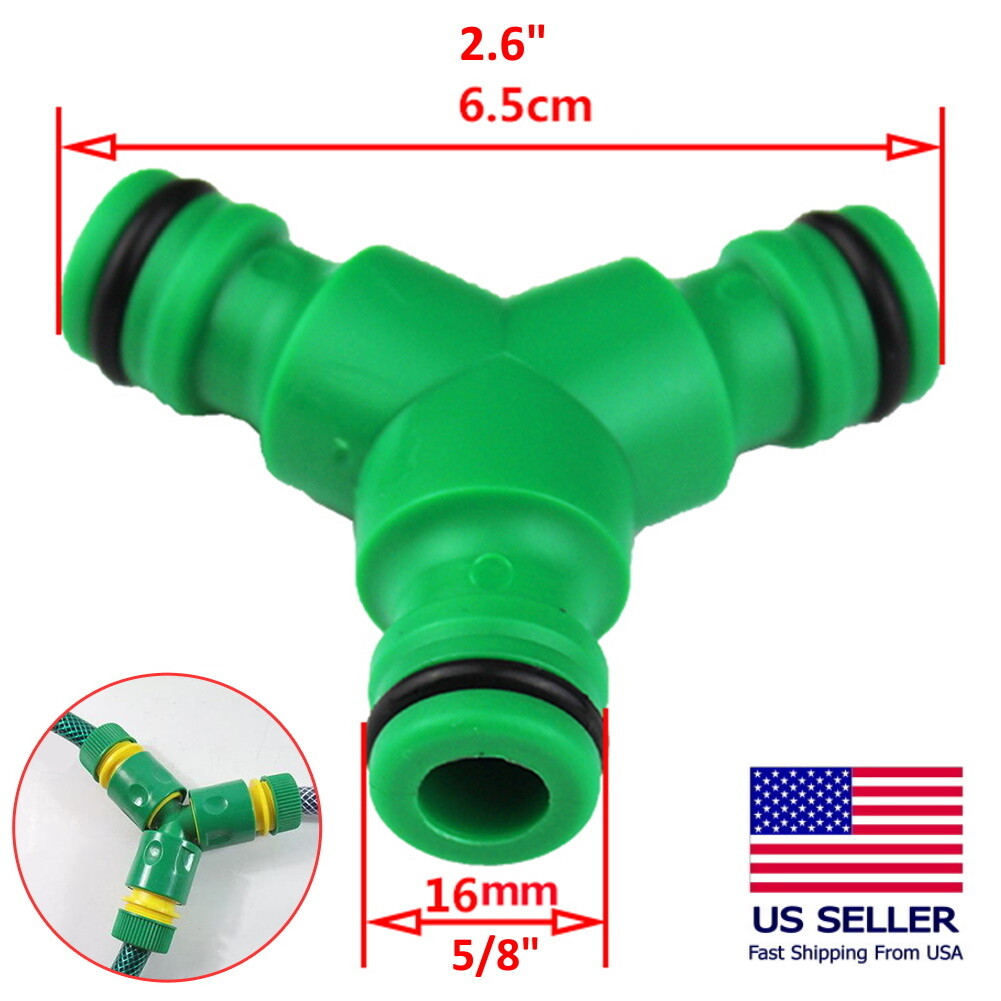 1x Three-Way Split Quick Connector 5/8″ 16mm Barbed Irrigation Coupling Adaptor