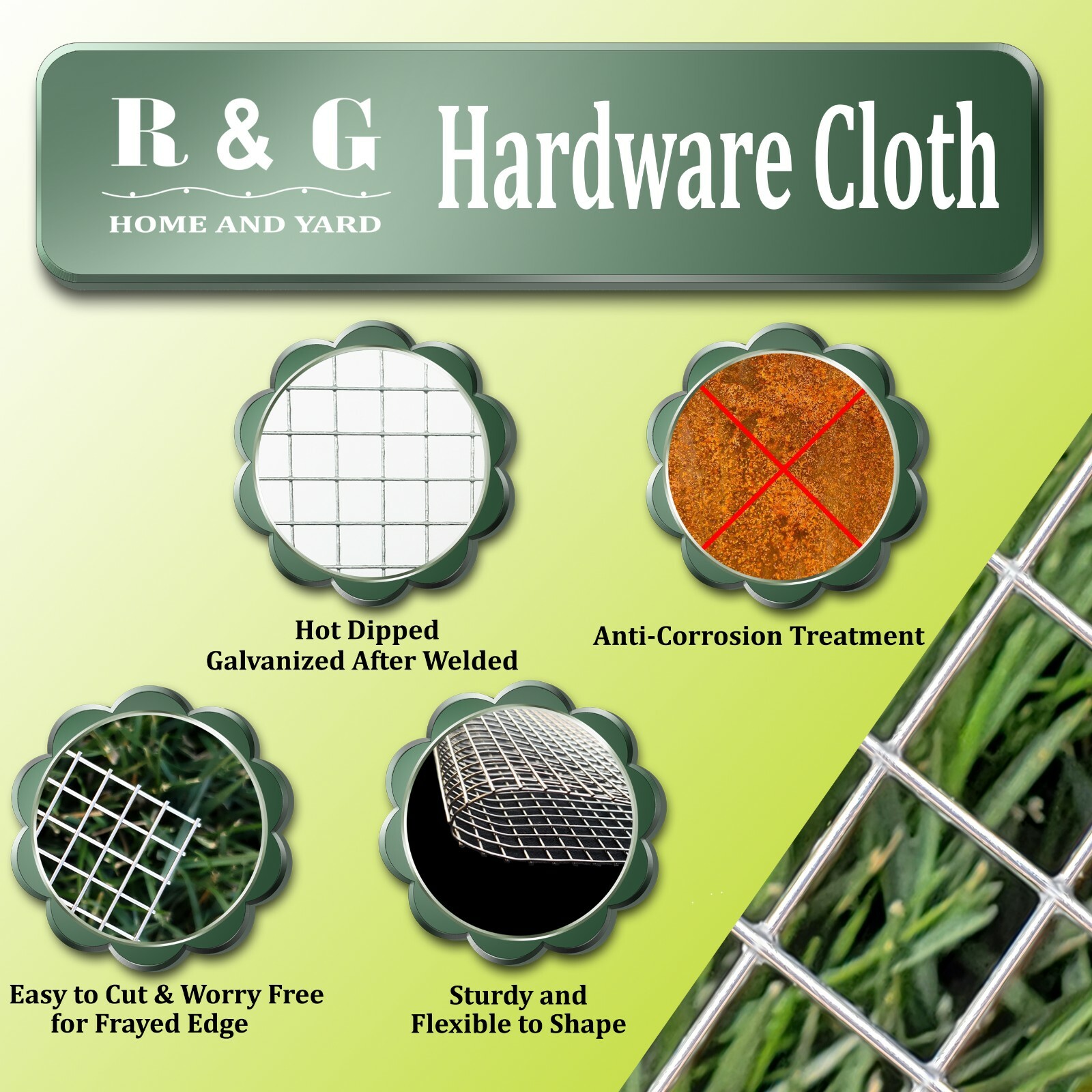 R & G Hardware Cloth Galvanized After Welded – 1/2 IN x 1/2 IN Opening 19 Gauge