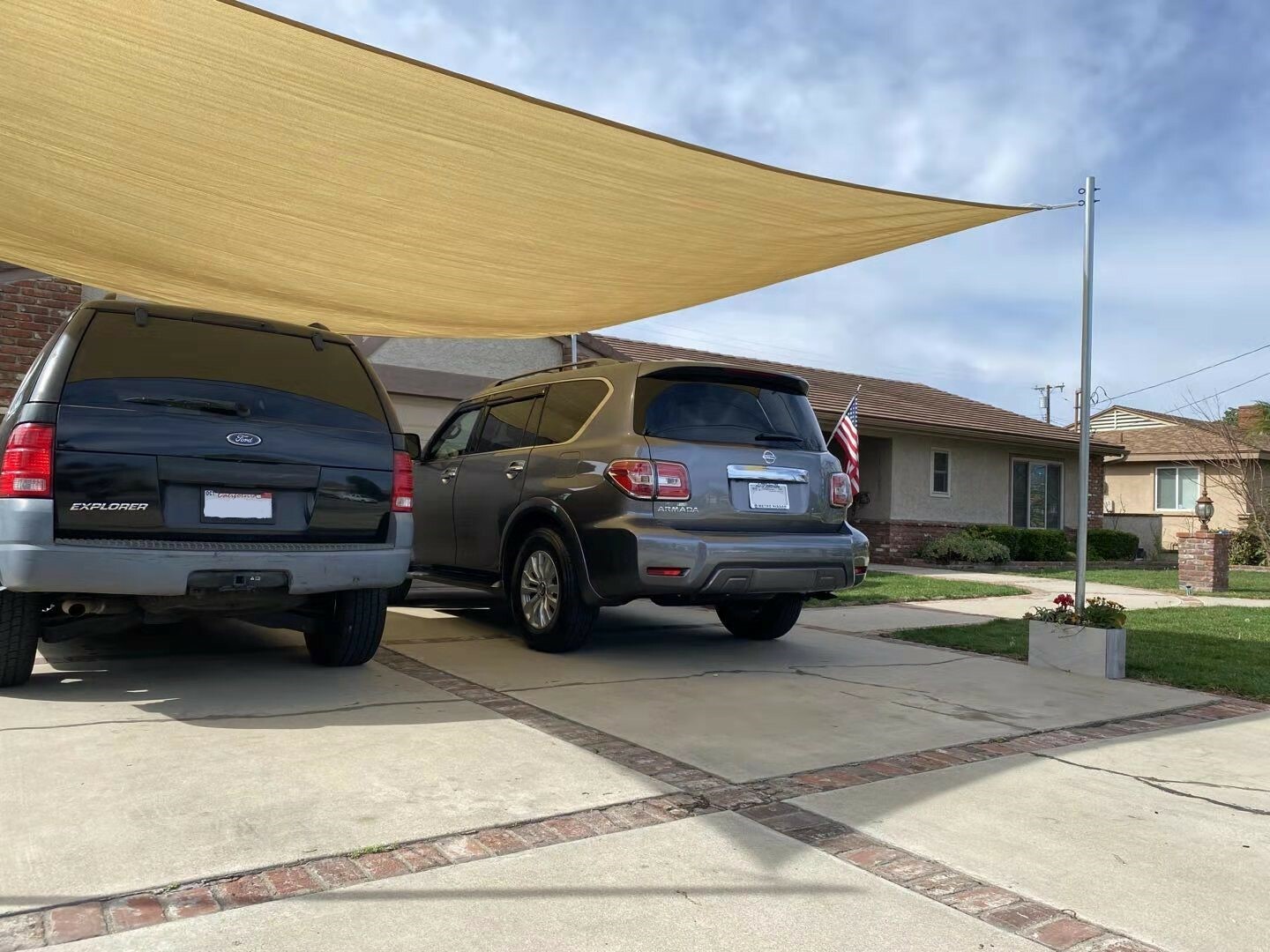 Beige Curved Rectangular Sun Shade Sail UV Blocking Outdoor Canopy Awning Patio