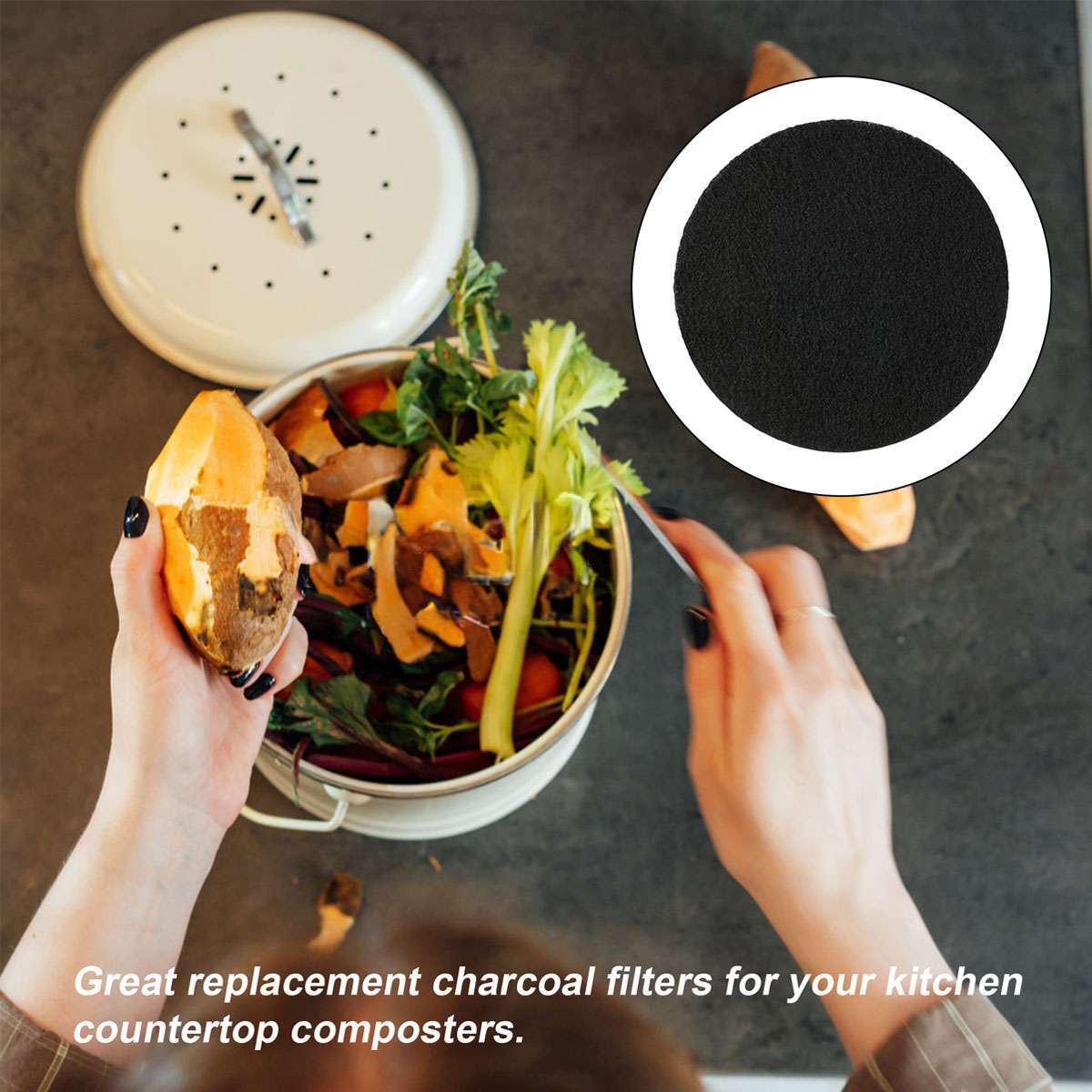 6/12 Pack Compost Bin Charcoal Filters Round Compost Bucket 6.7 inches 1cm thick