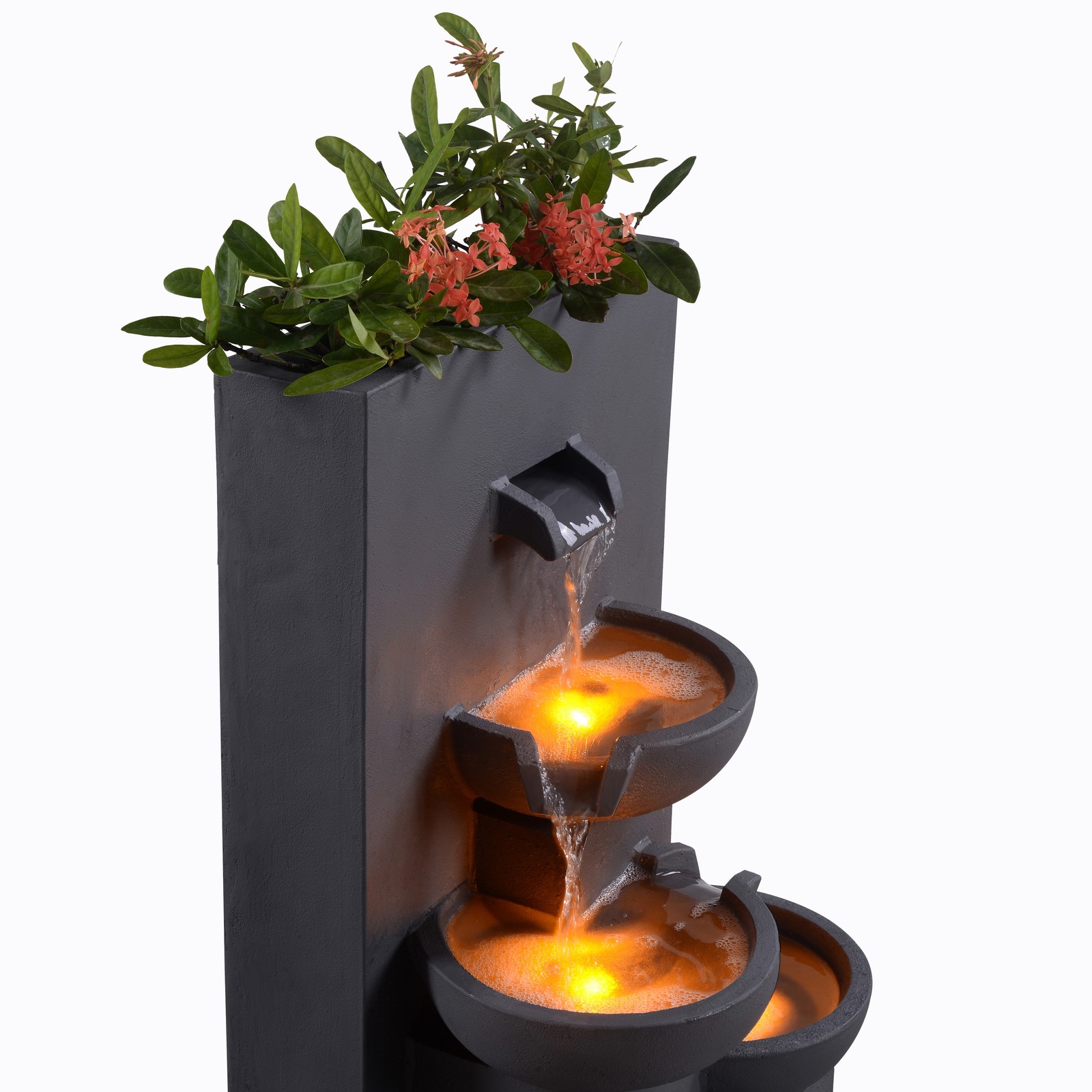 Teamson Home 29.13″ Water Fountain with Planter, Gray