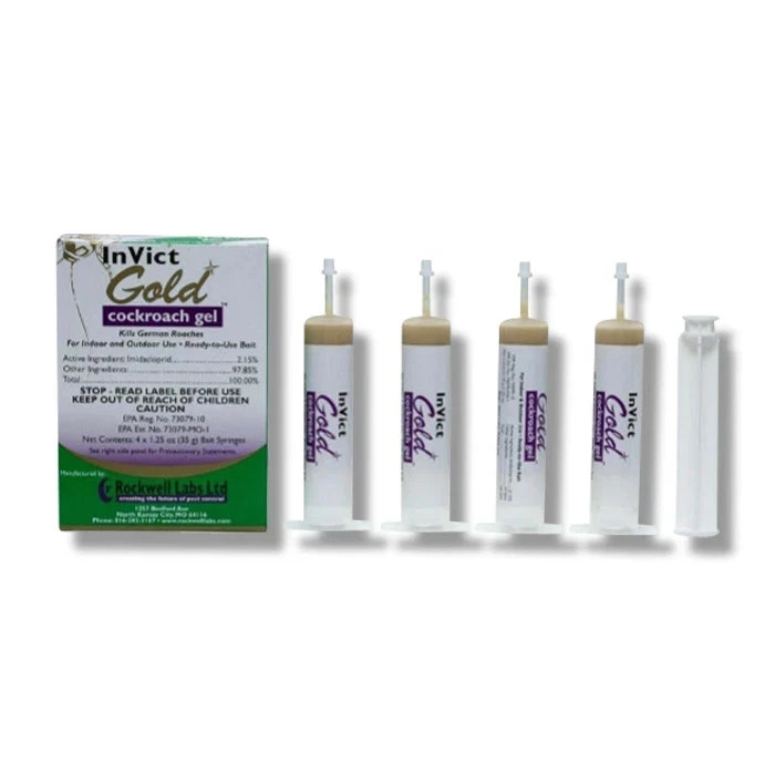 4 Tubes InVict Gold German Roach Control Cockroach Bait Gel 33 gram tubes