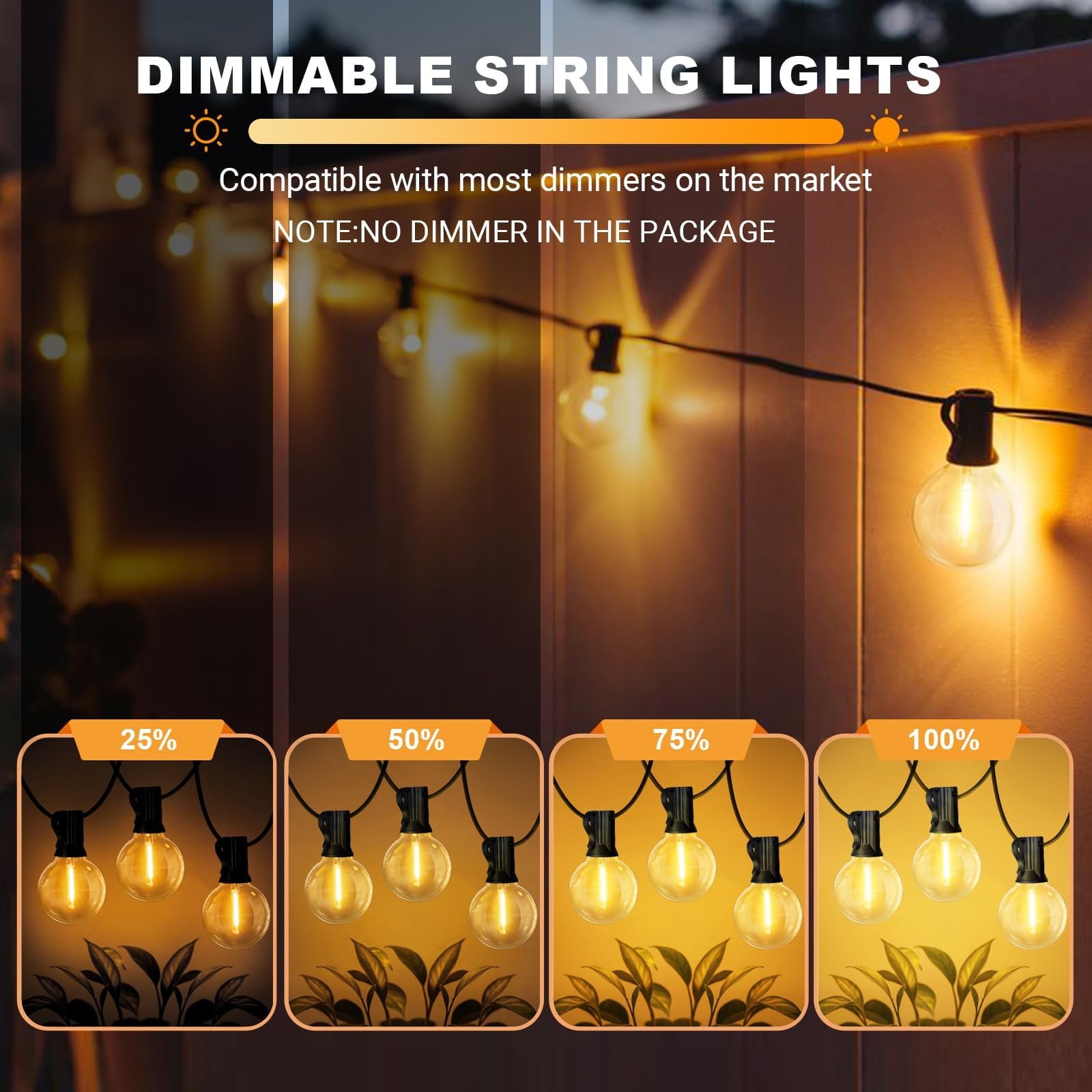 LED Outdoor String Light, 51 Feet Patio Lights with 25+2 Edison Shatterproof …