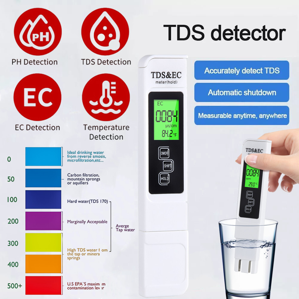 TDS Meter Digital Water Quality Tester Testing Kits for Drinking Water 0-9990ppm