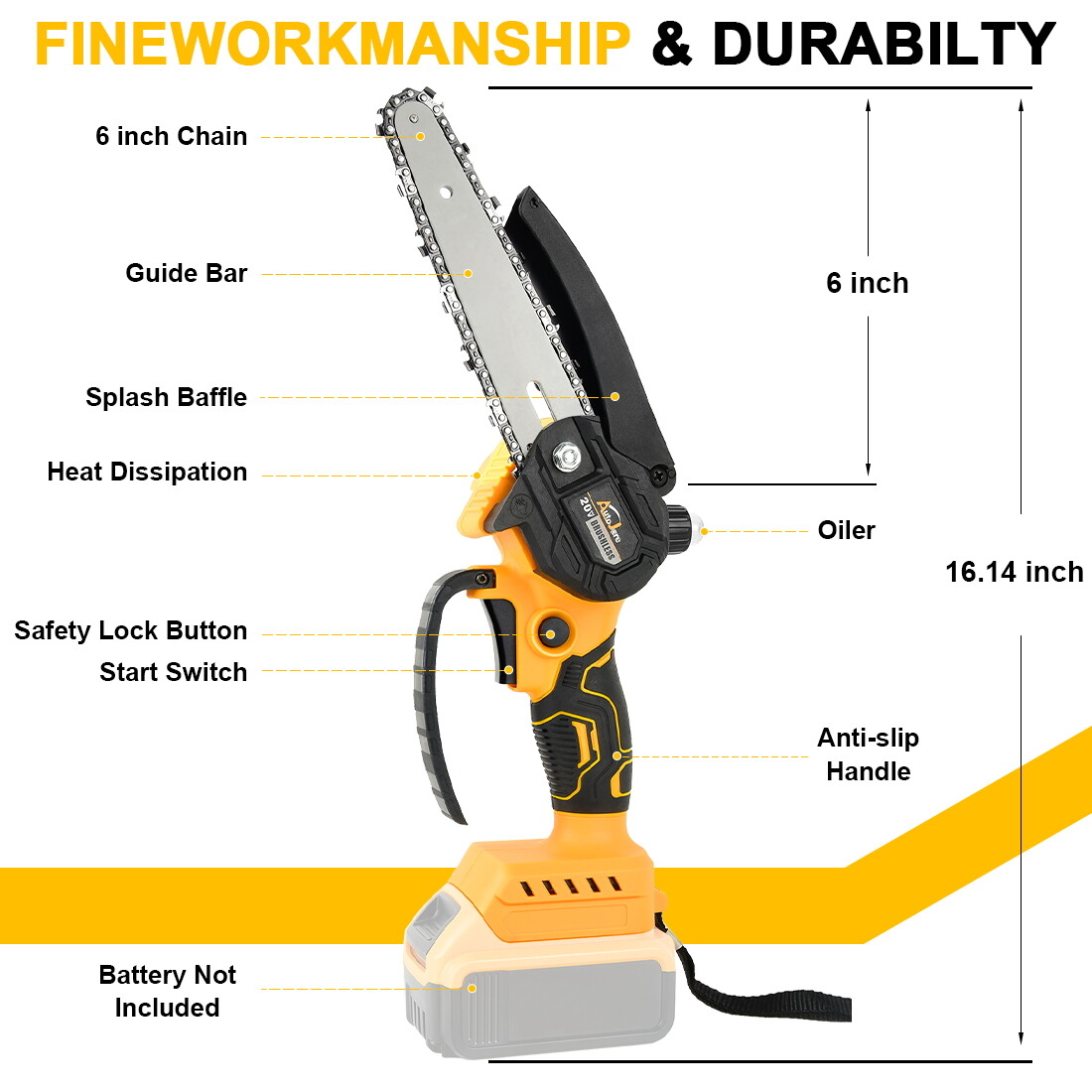 Cordless Chainsaw for DeWALT 20V Max Battery 6-Inch Hand-held Mini Pruning Saw