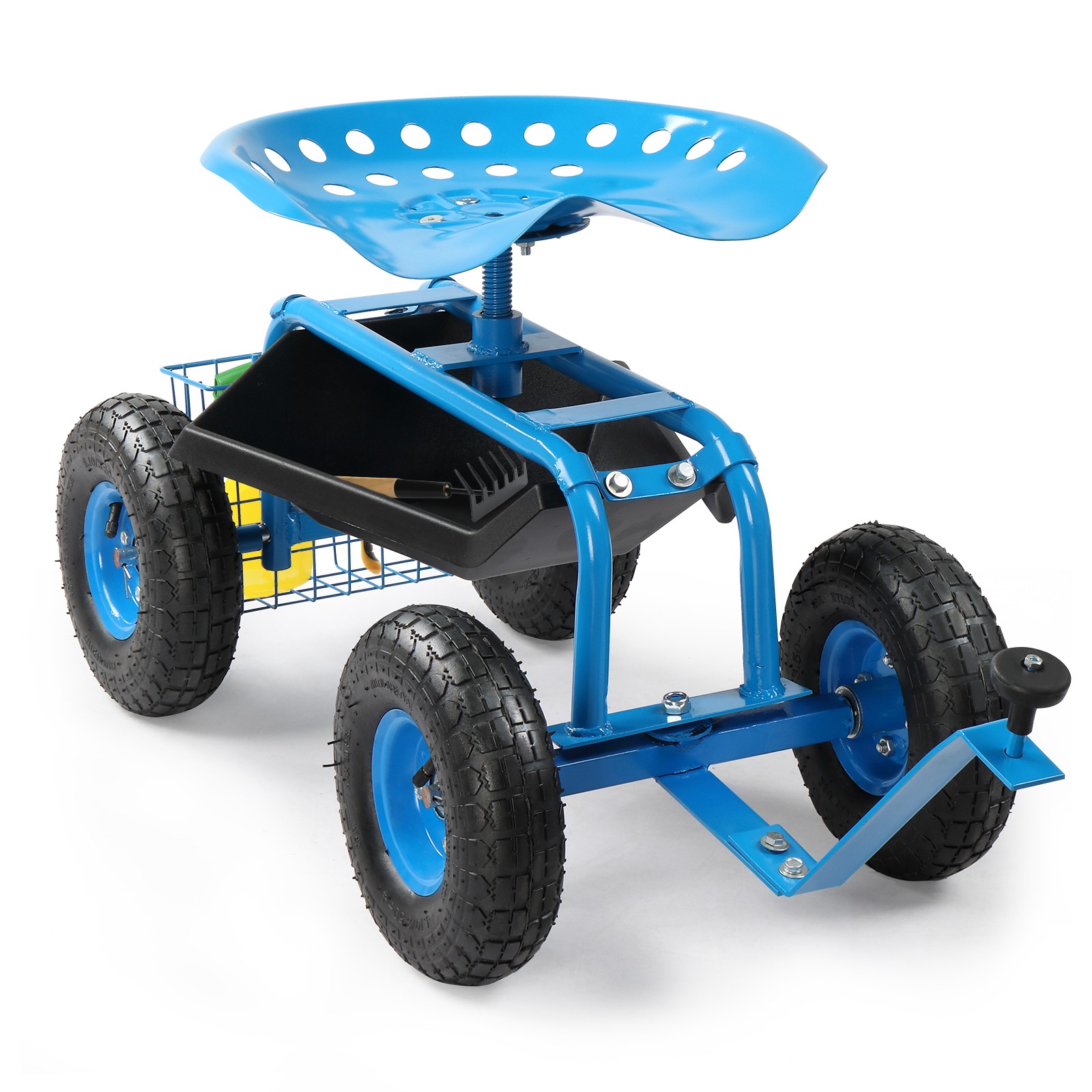 Rolling Garden Work Seat 360° Swivel Wheeled Gardening Scooter Blue