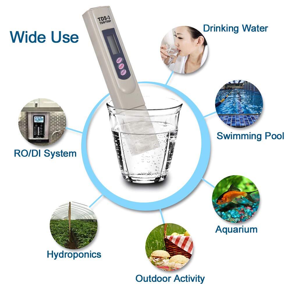 Handheld Water Quality Hardness Purity Digital LCD Meter 0-9990 PPM TDS TDS-3