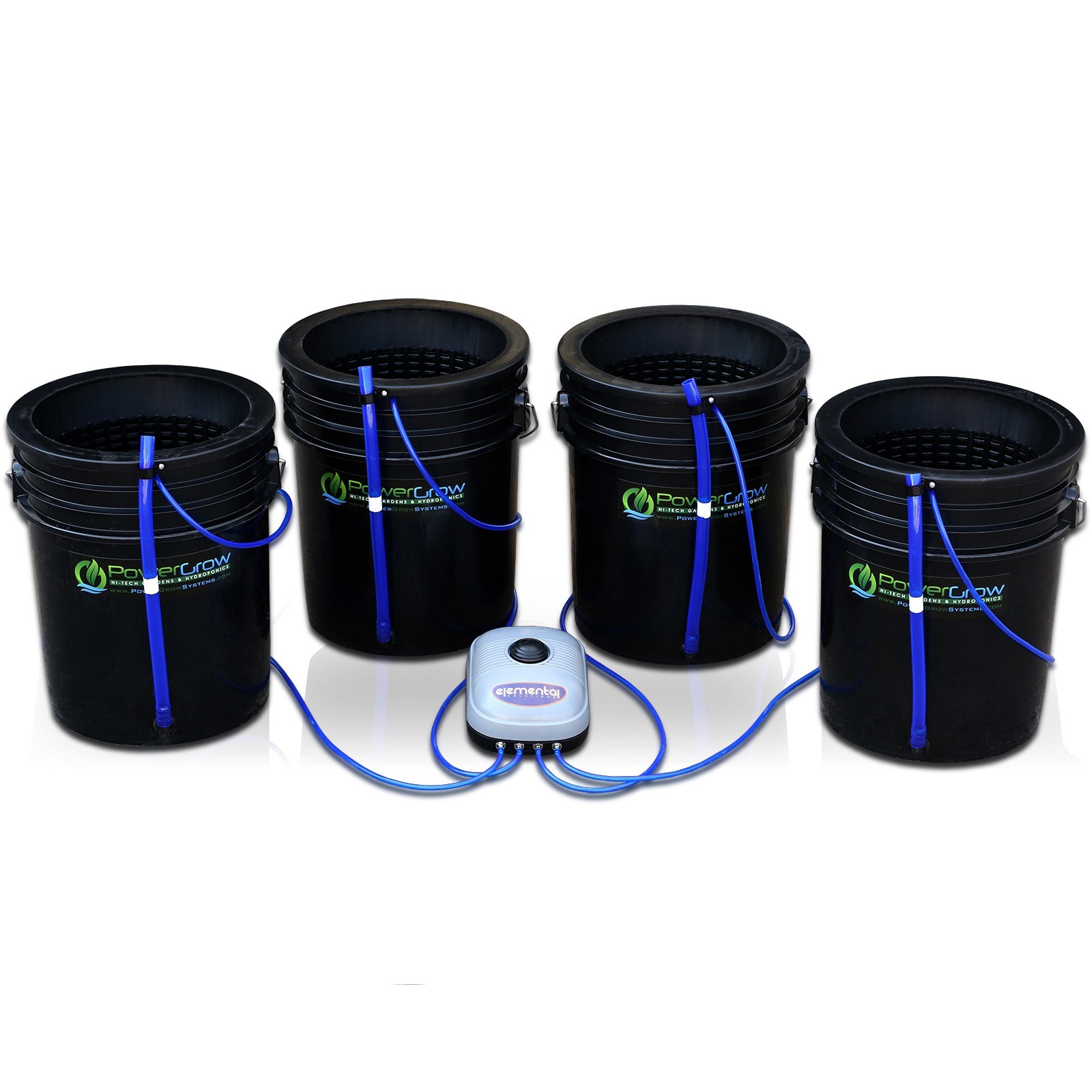Deep Water Culture System Hydroponic 4 Bucket Kit – 10″ Lids by PowerGrow