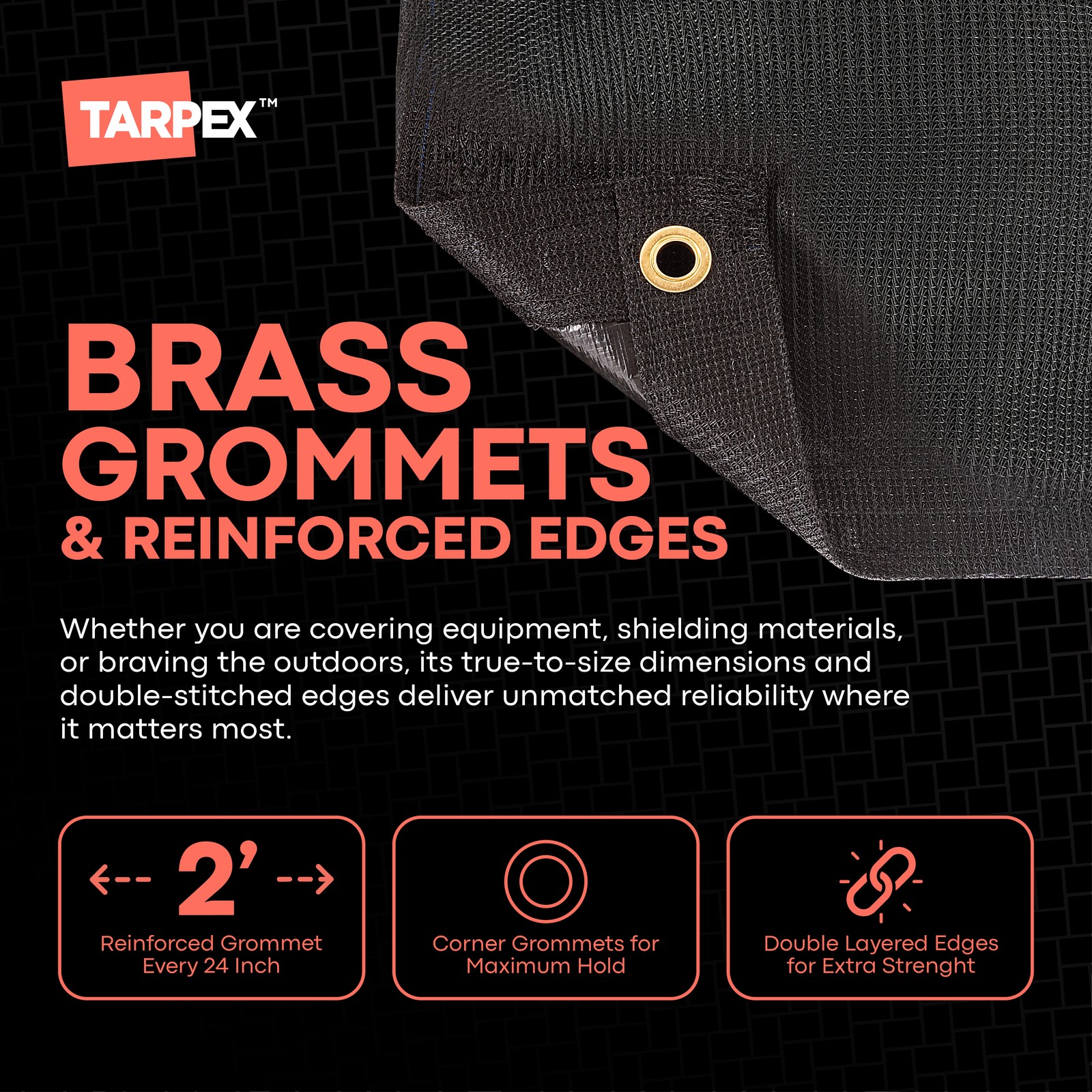 Tarpex Black Heavy-Duty Polyethylene Mesh Tarp, 70% Shade Resistant