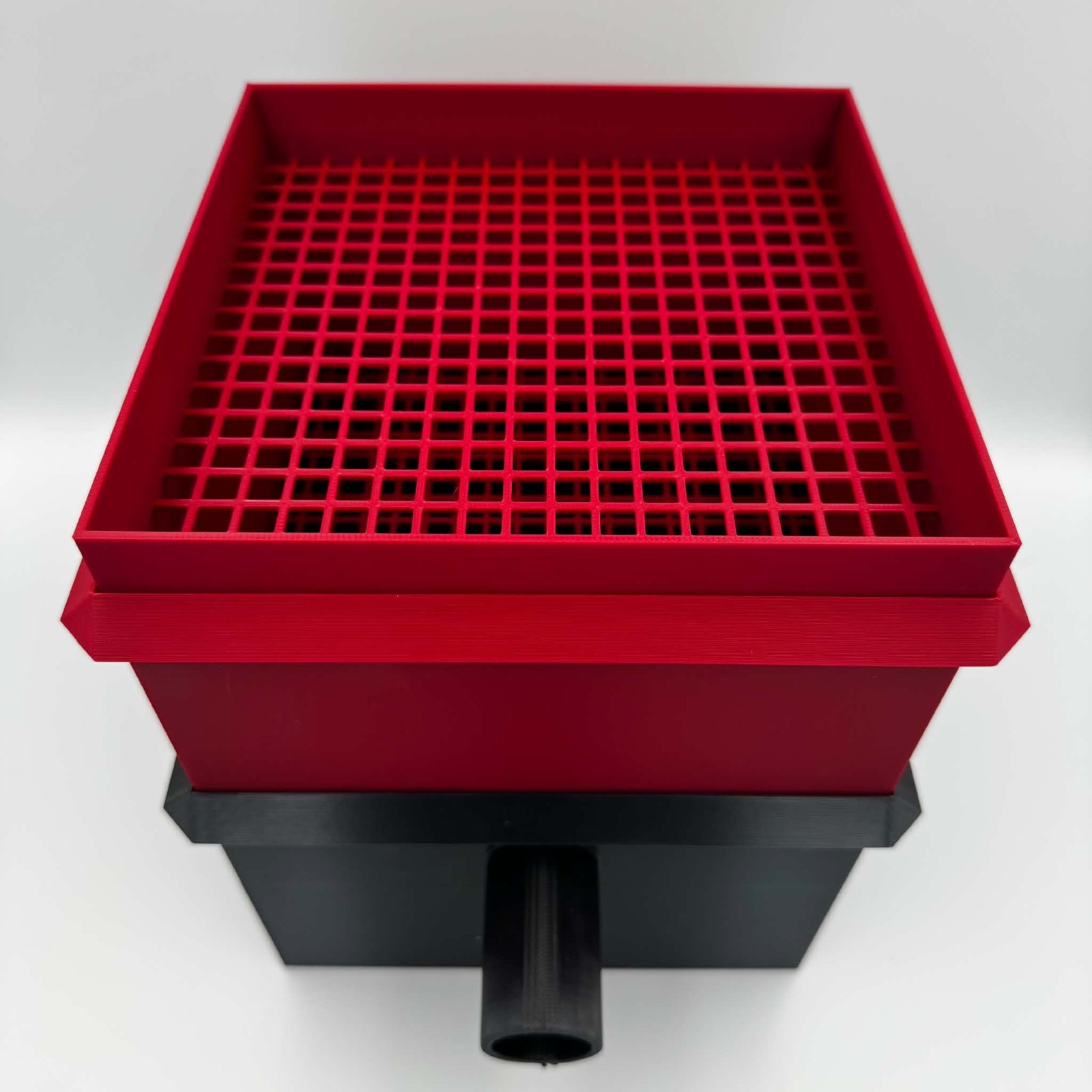 Red/Black Pond Filter Box Dual Filtration w/ Media Tray Waterfall Outlet