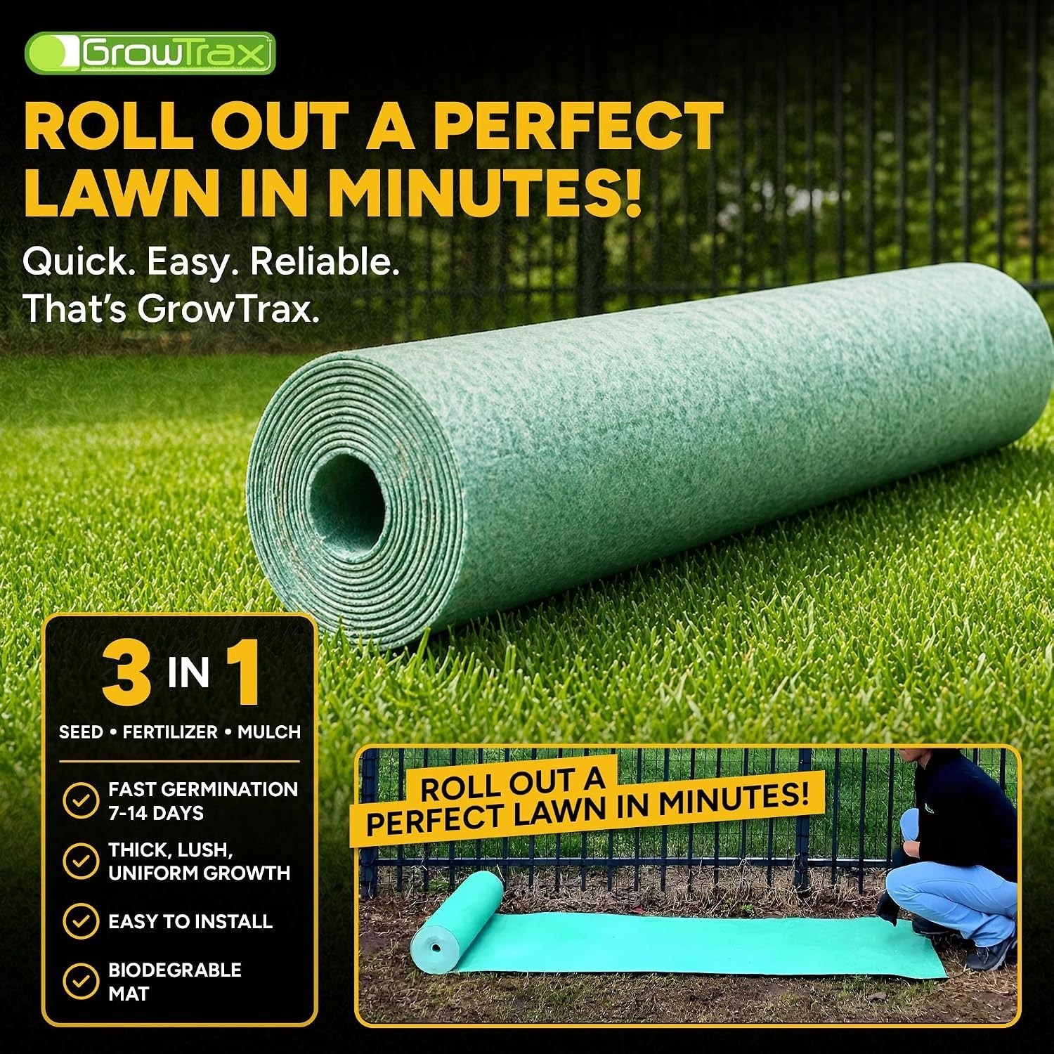 Fast Germination 50 SQFT Bermuda Rye Grass Seed Mat – Eco-Friendly Lawn Solution