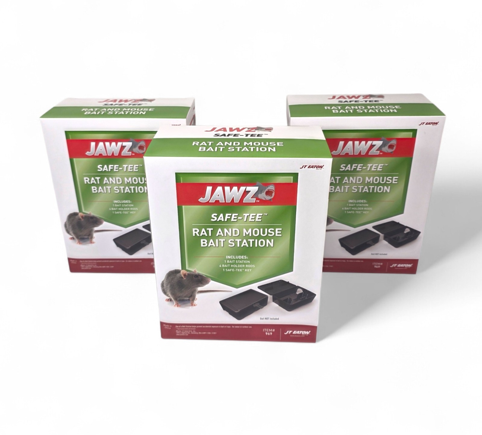 3 Pack Rat And Mouse JT Eaton Jawz #969 Bait Station Box Locking With Key
